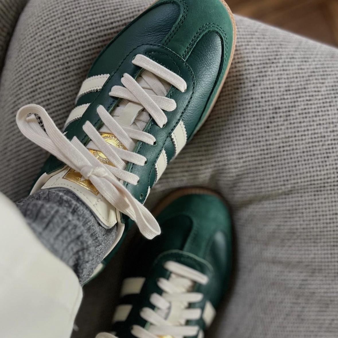 (W) Adidas Samba OG Collegiate Green Cream White 착용 스타일 - 3