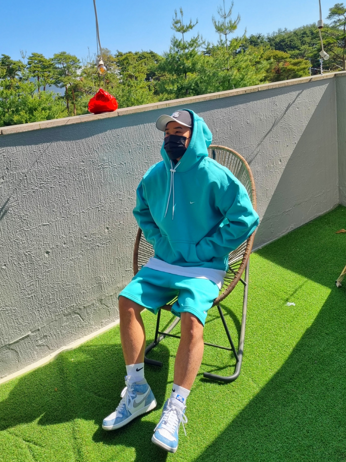 Nike NRG Solo Swoosh Fleece Hoodie Washed Teal - Asia, Nike NRG Solo Swoosh Fleece Hoodie Washed Teal - US/EU 착용 스타일