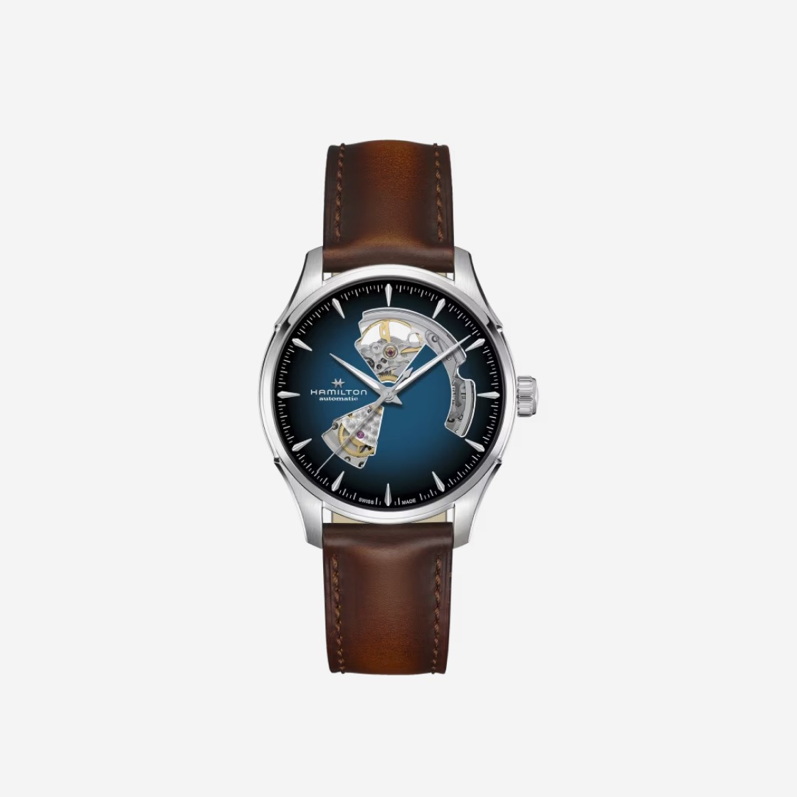 Hamilton Jazzmaster Open Heart Auto 40mm Stainless Steel Cow Leather Blue 상세 이미지 1