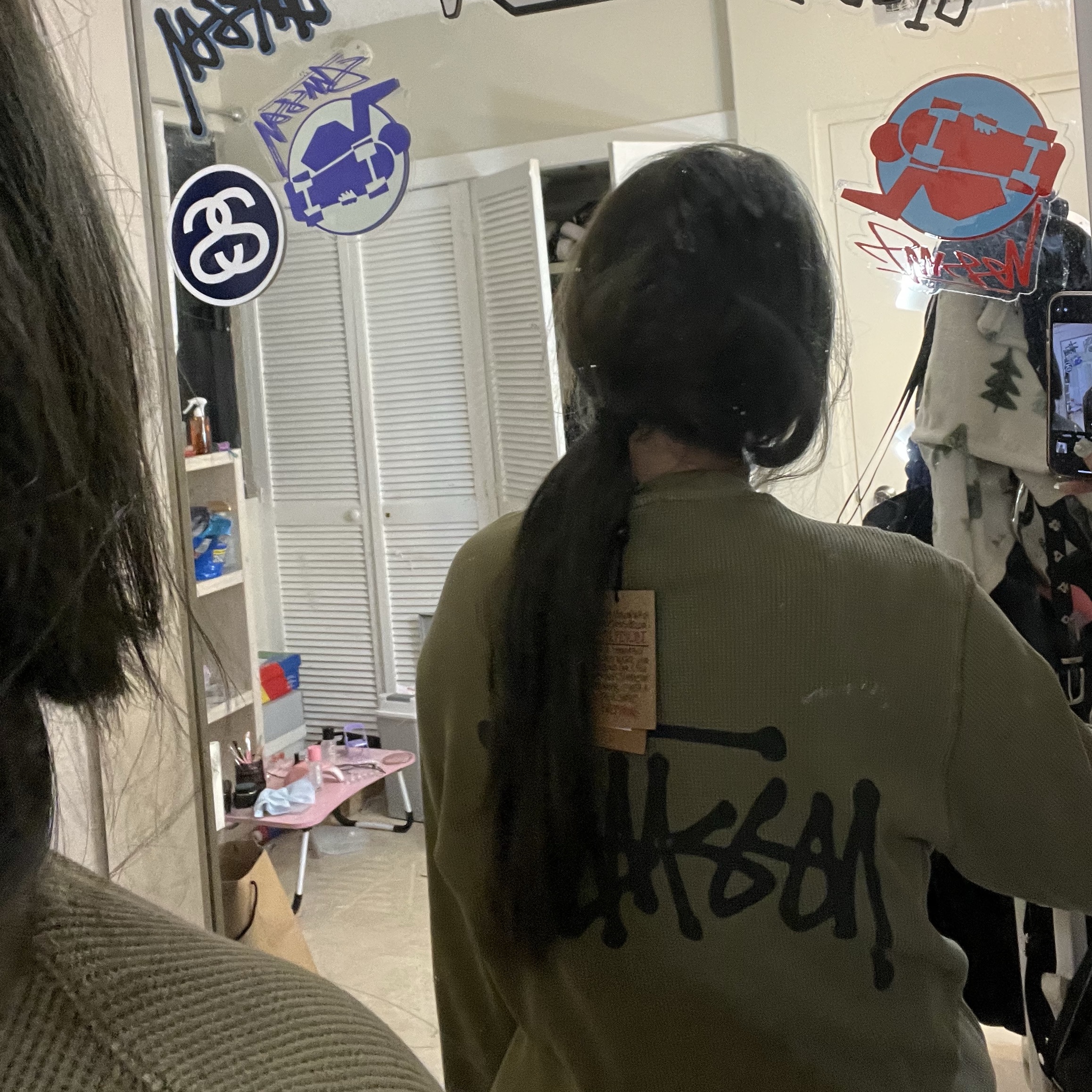 Stussy Basic Stock Thermal LS T-Shirt Washed Black, Stussy Basic Stock Thermal LS T-Shirt Olive 착용 스타일 - 3