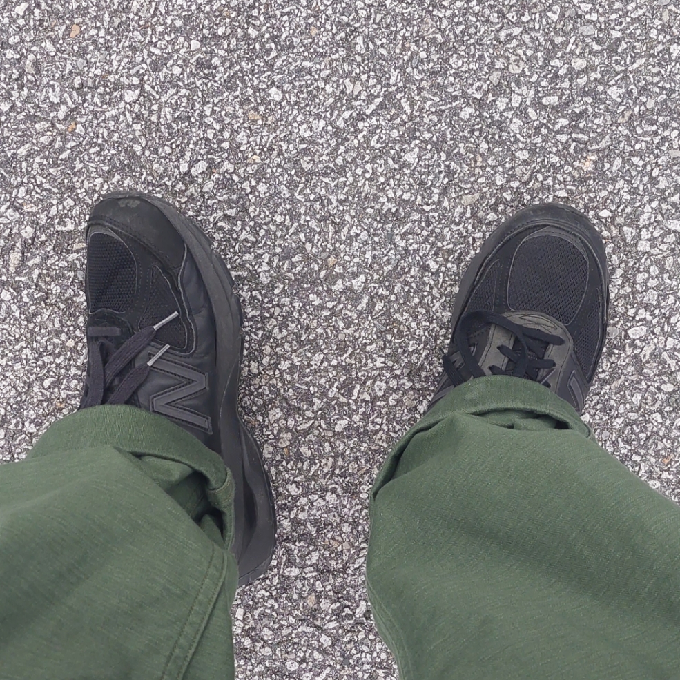 New Balance x Engineered Garments 990v5 Made in USA Black, Orslow 5002 US Army Fatigue Pants Green 착용 스타일 - 2