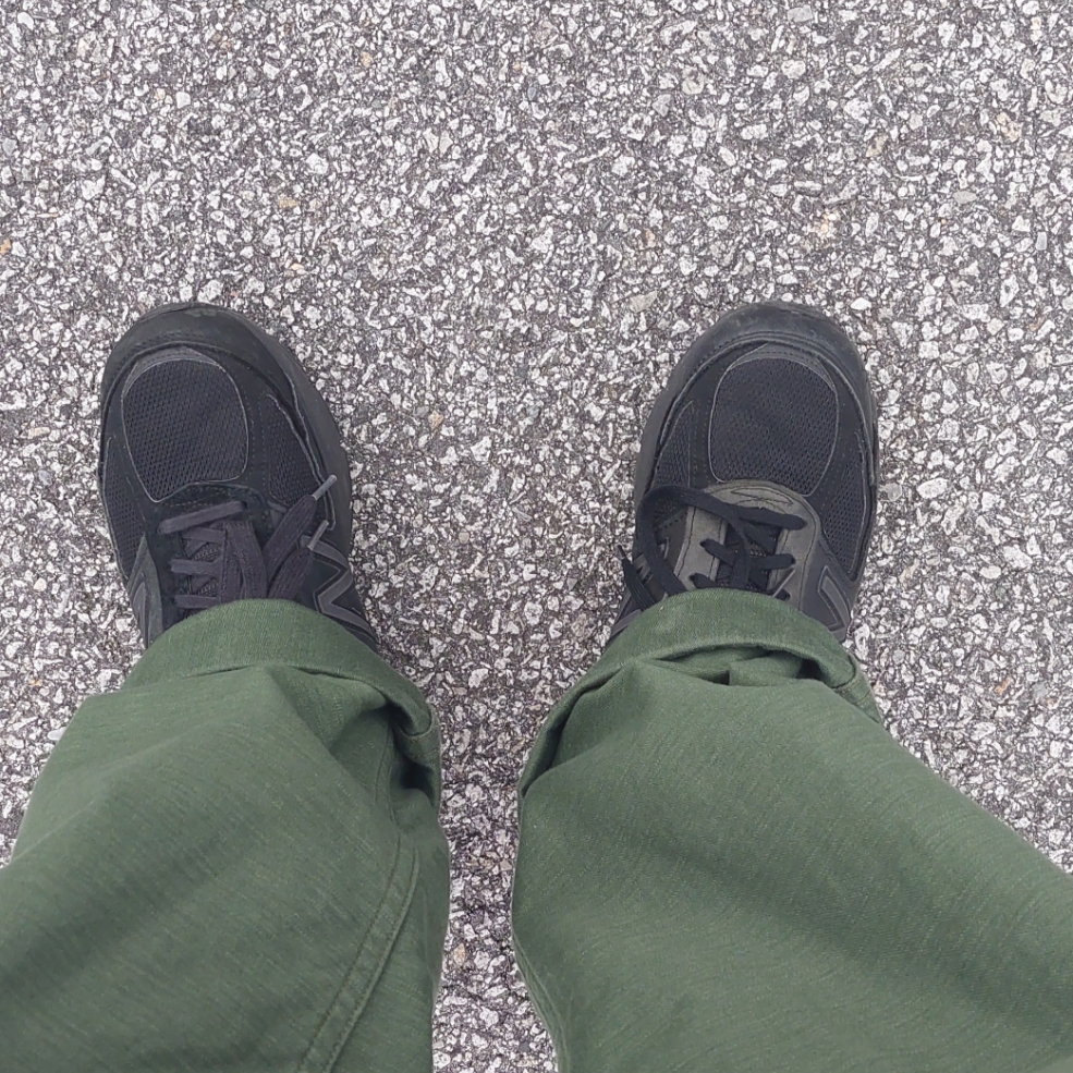 New Balance x Engineered Garments 990v5 Made in USA Black, Orslow 5002 US Army Fatigue Pants Green 착용 스타일 - 1
