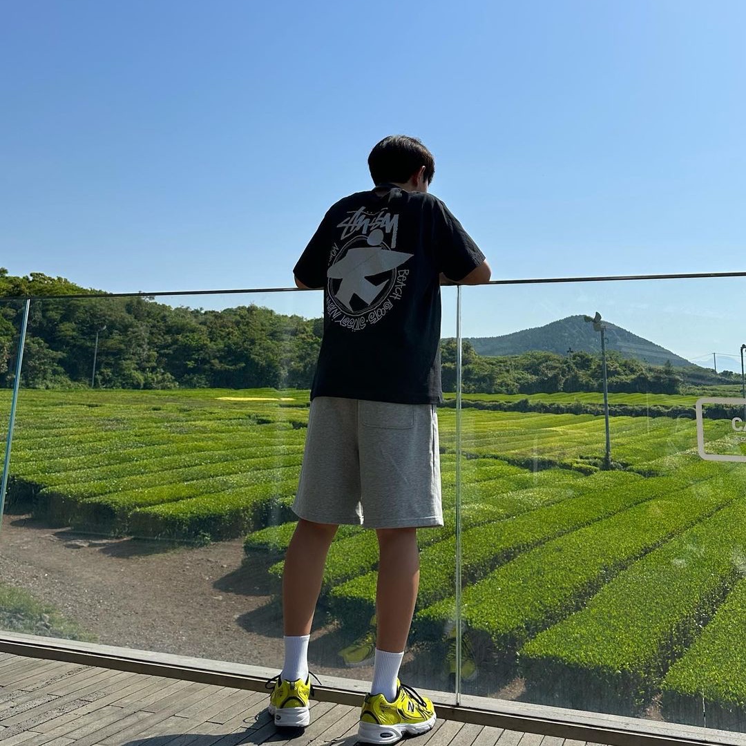 New Balance 530 Yellow, Stussy Beach Roots T-Shirt Black 착용 스타일
