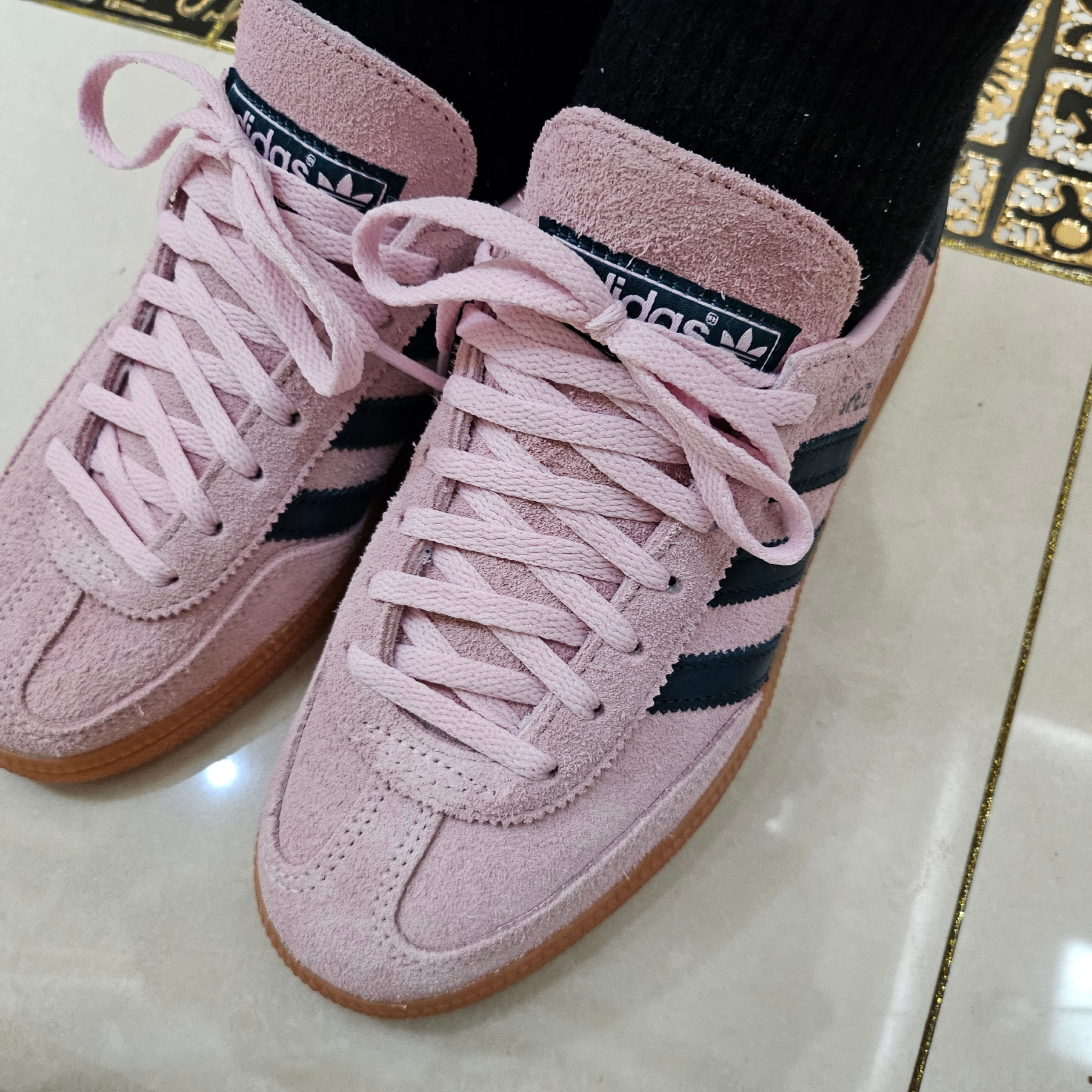 (W) Adidas Spezial Handball Clear Pink 착용 스타일