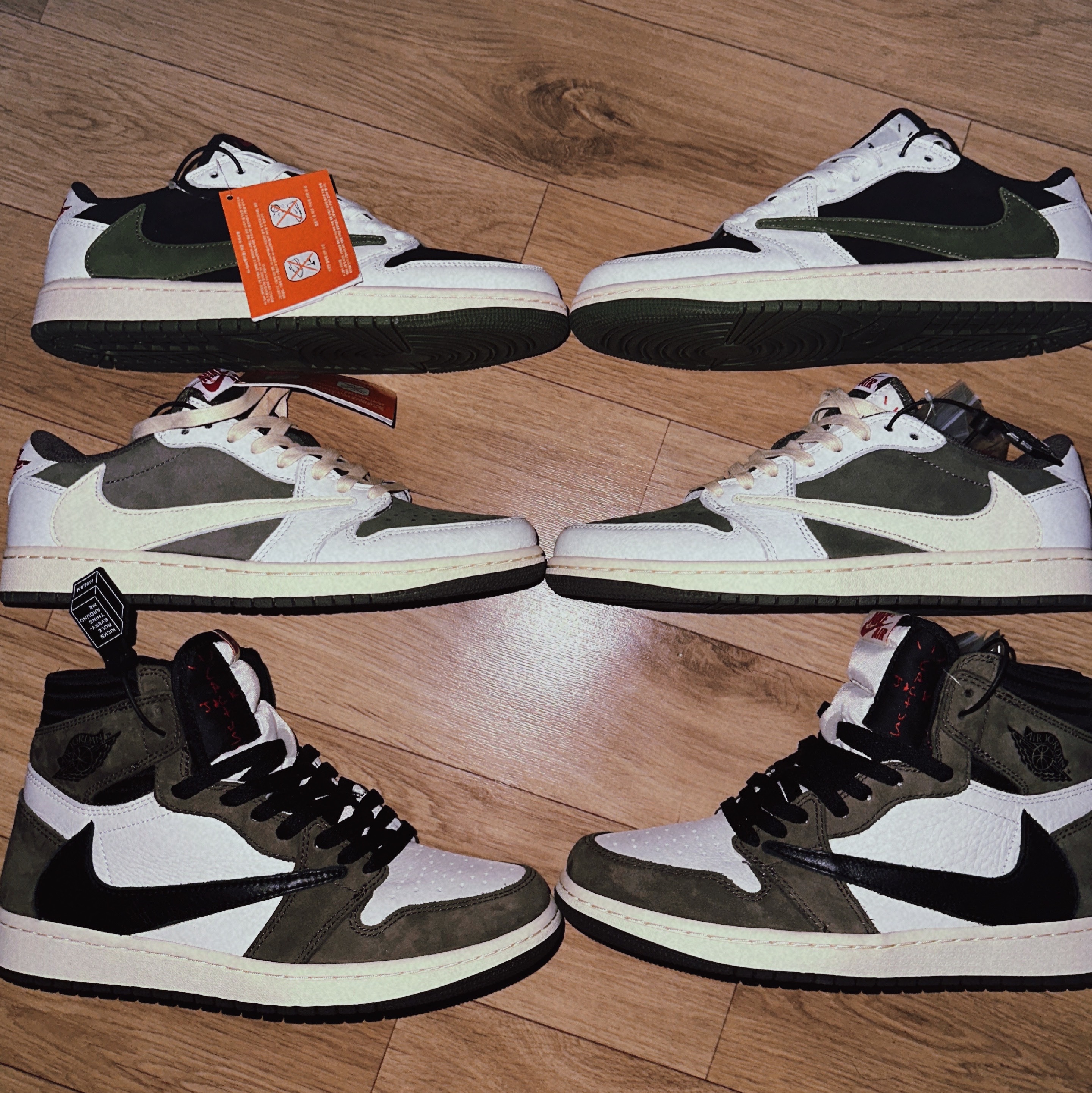 Jordan 1 x Travis Scott Retro Low OG SP Sail and Ridgerock, Jordan 1 x Travis Scott Retro High OG SP Mocha 착용 스타일 - 2