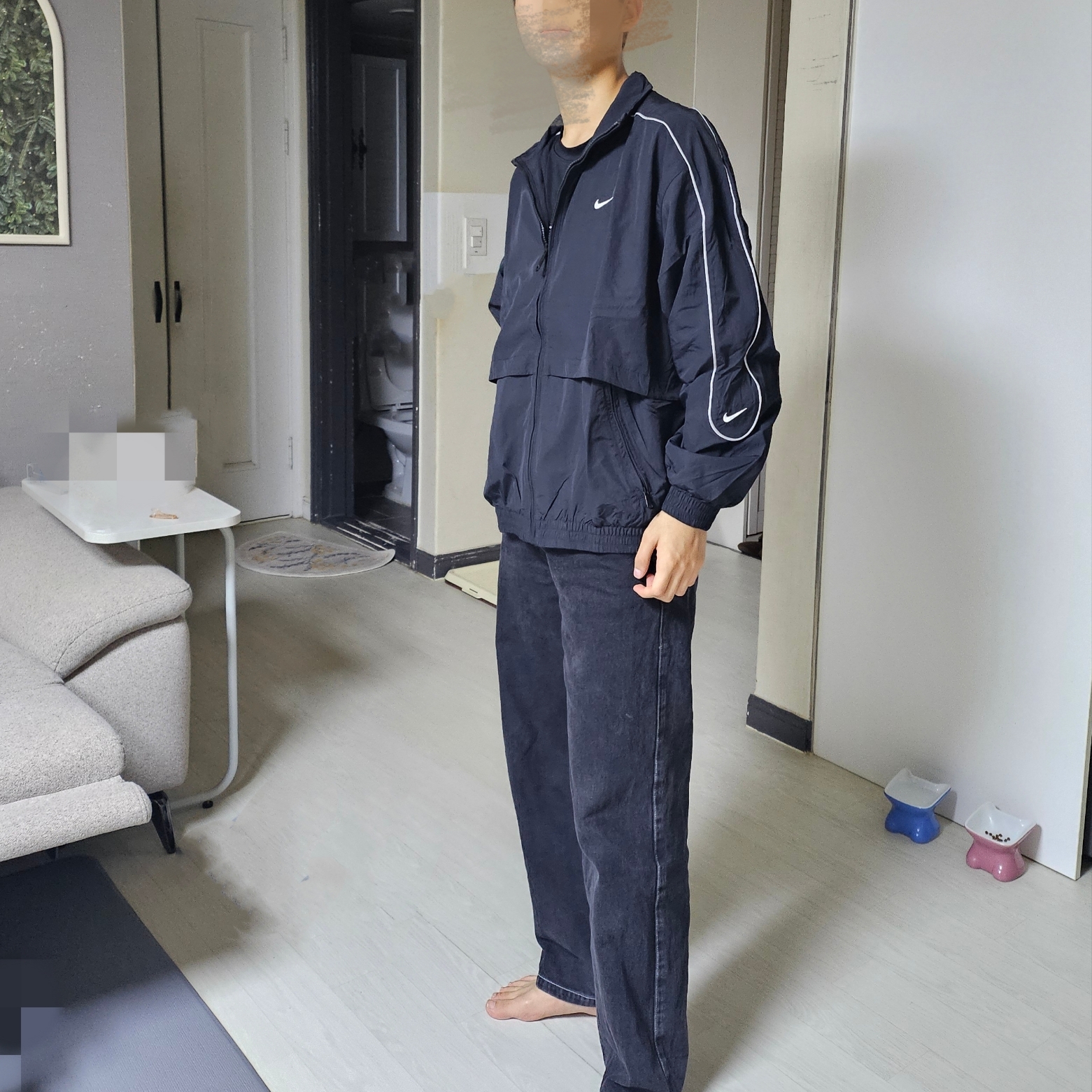 Nike NSW Solo Swoosh Woven Track Jacket Black - Asia 착용 스타일
