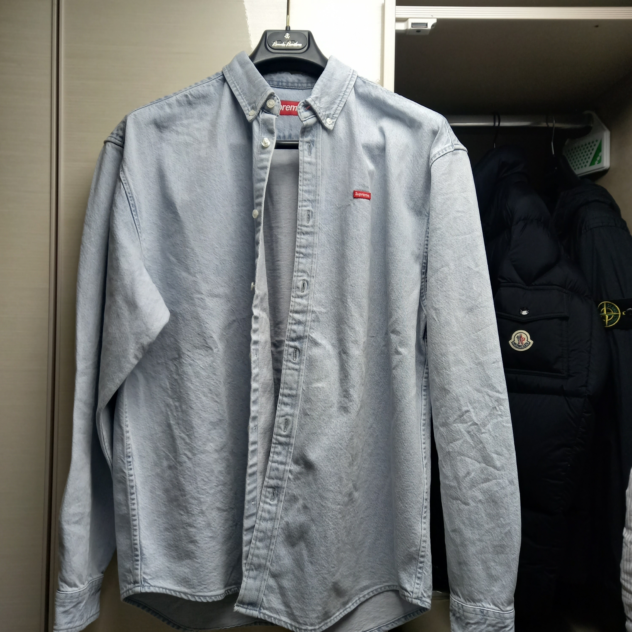 Supreme Small Box Shirt Washed Blue - 24SS 착용 스타일 - 2