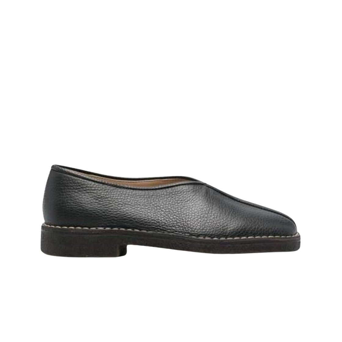 FO0068-LL205-999 (W) Lemaire Piped Crepe Slippers Grained Cow Leather Black