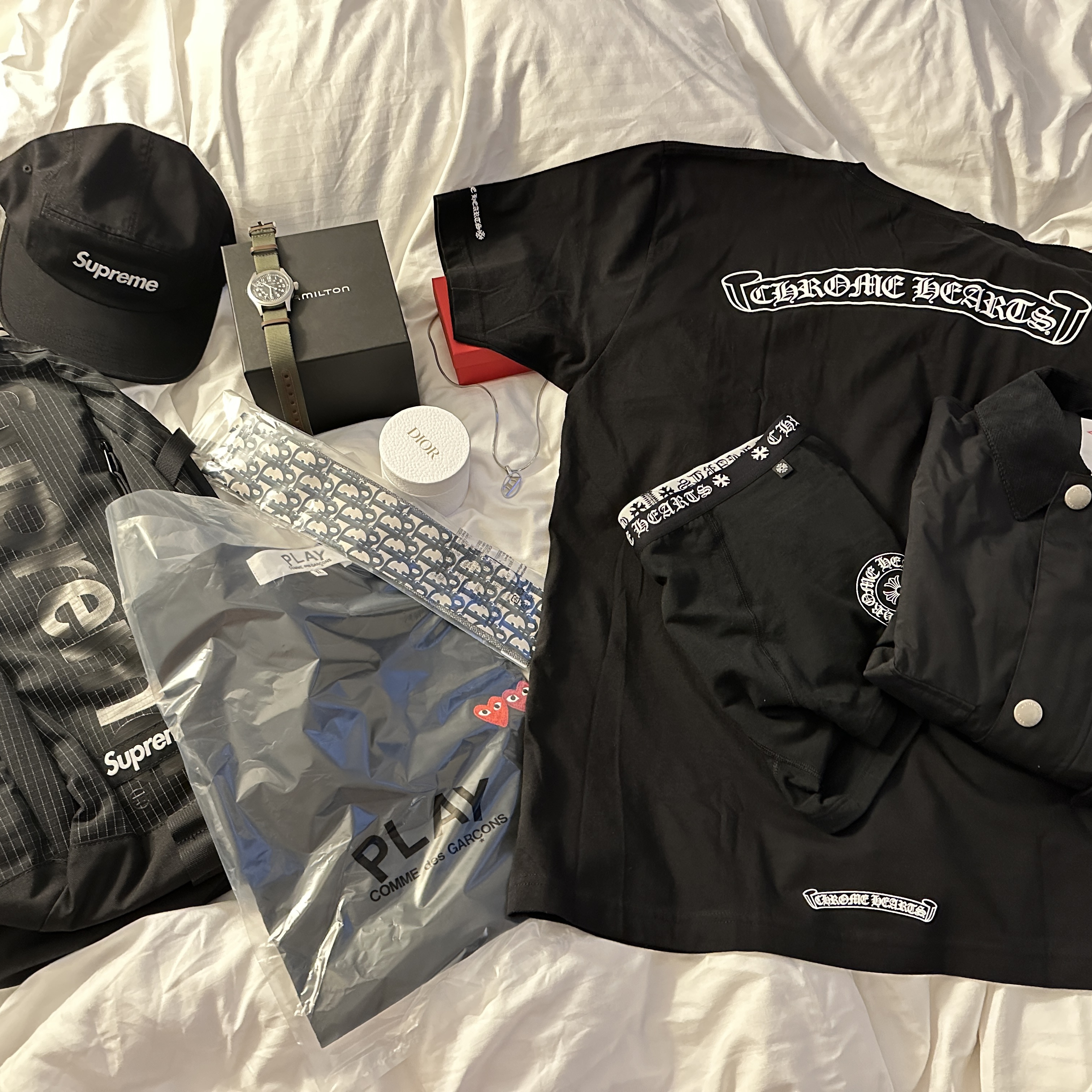 Chrome Hearts Boxer Brief Black, Supreme Backpack Black - 24SS 착용 스타일
