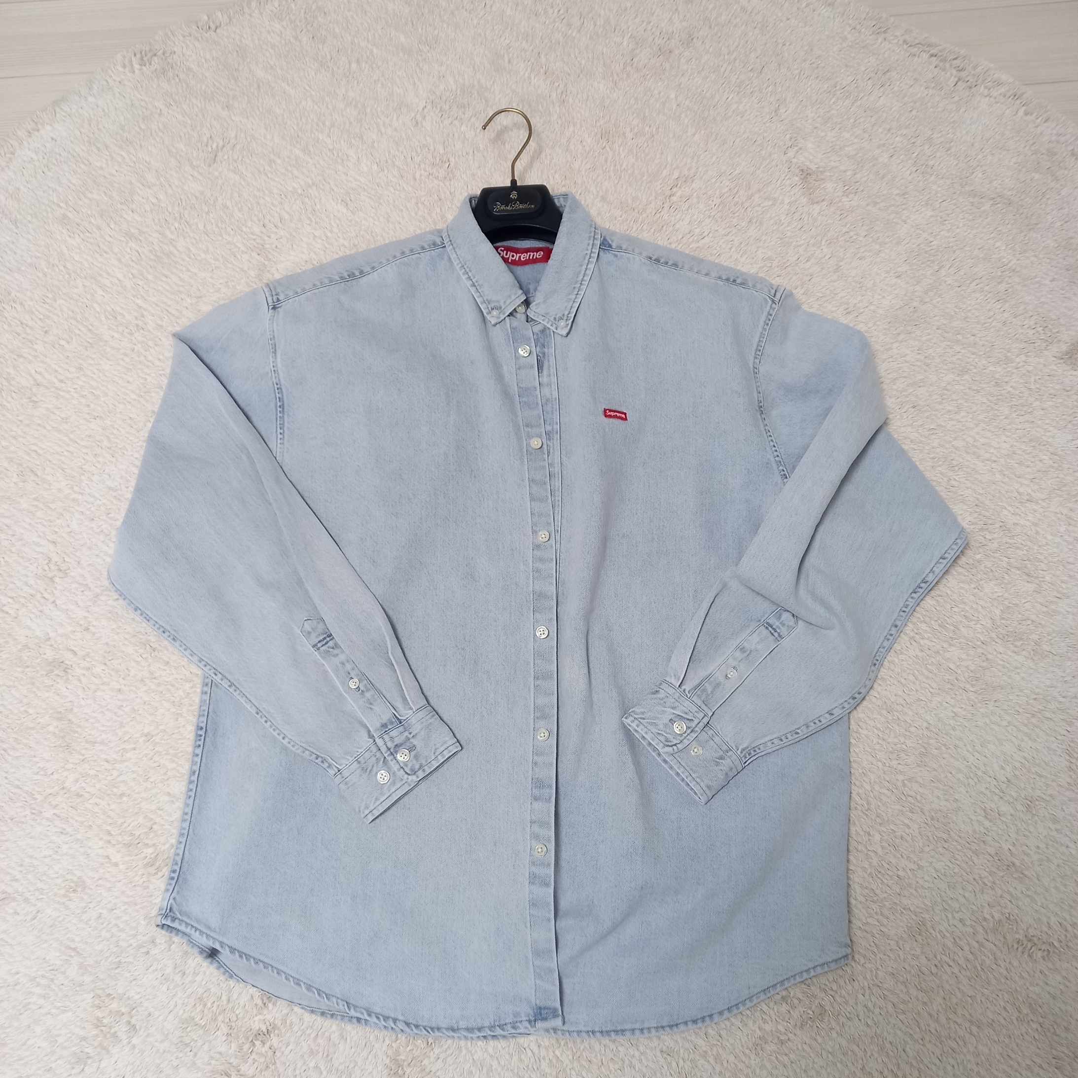 Supreme Small Box Shirt Washed Blue - 24SS 착용 스타일 - 1