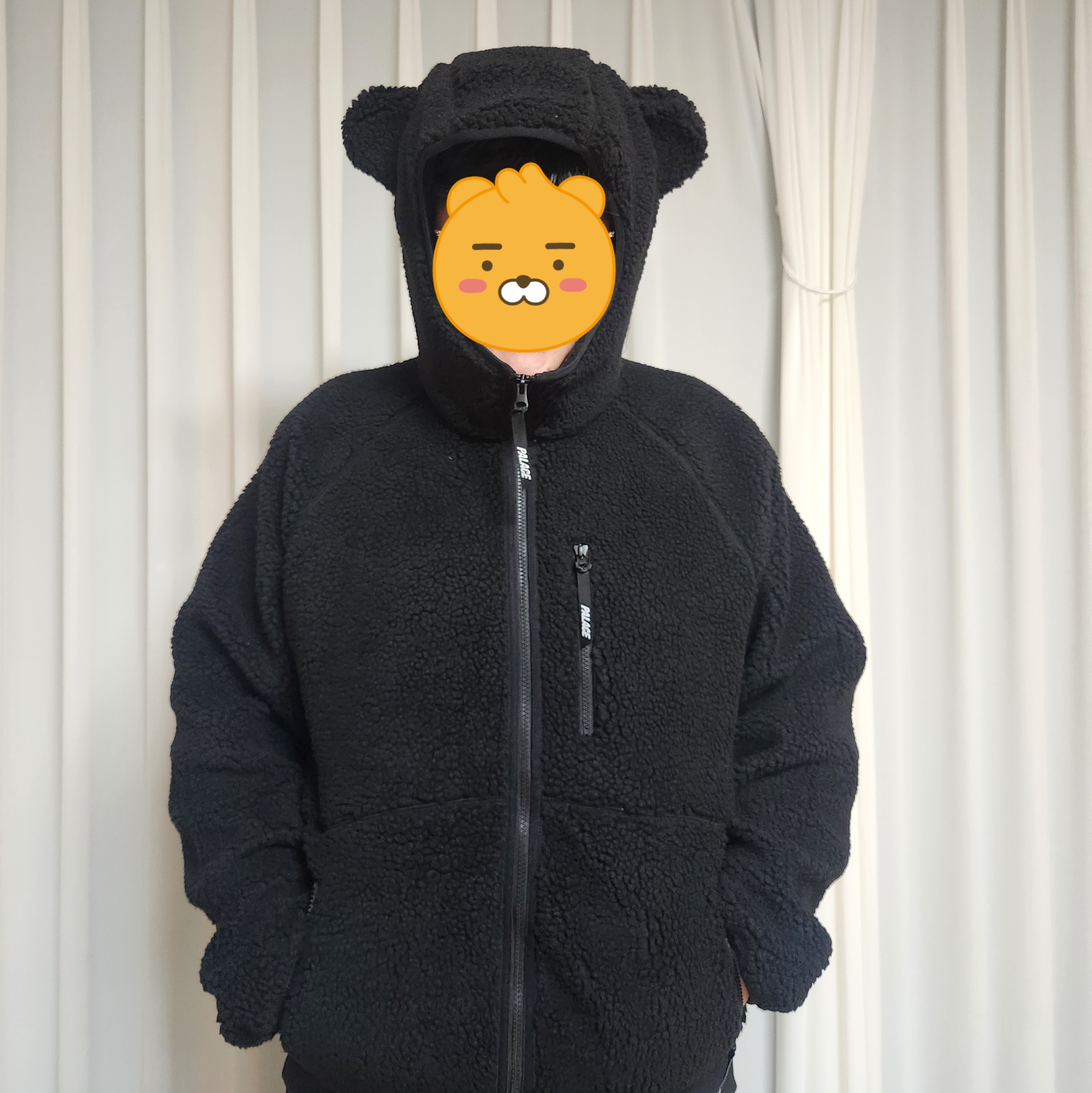 Palace Teddy Fleece Jacket Black - 24SS 착용 스타일 - 1