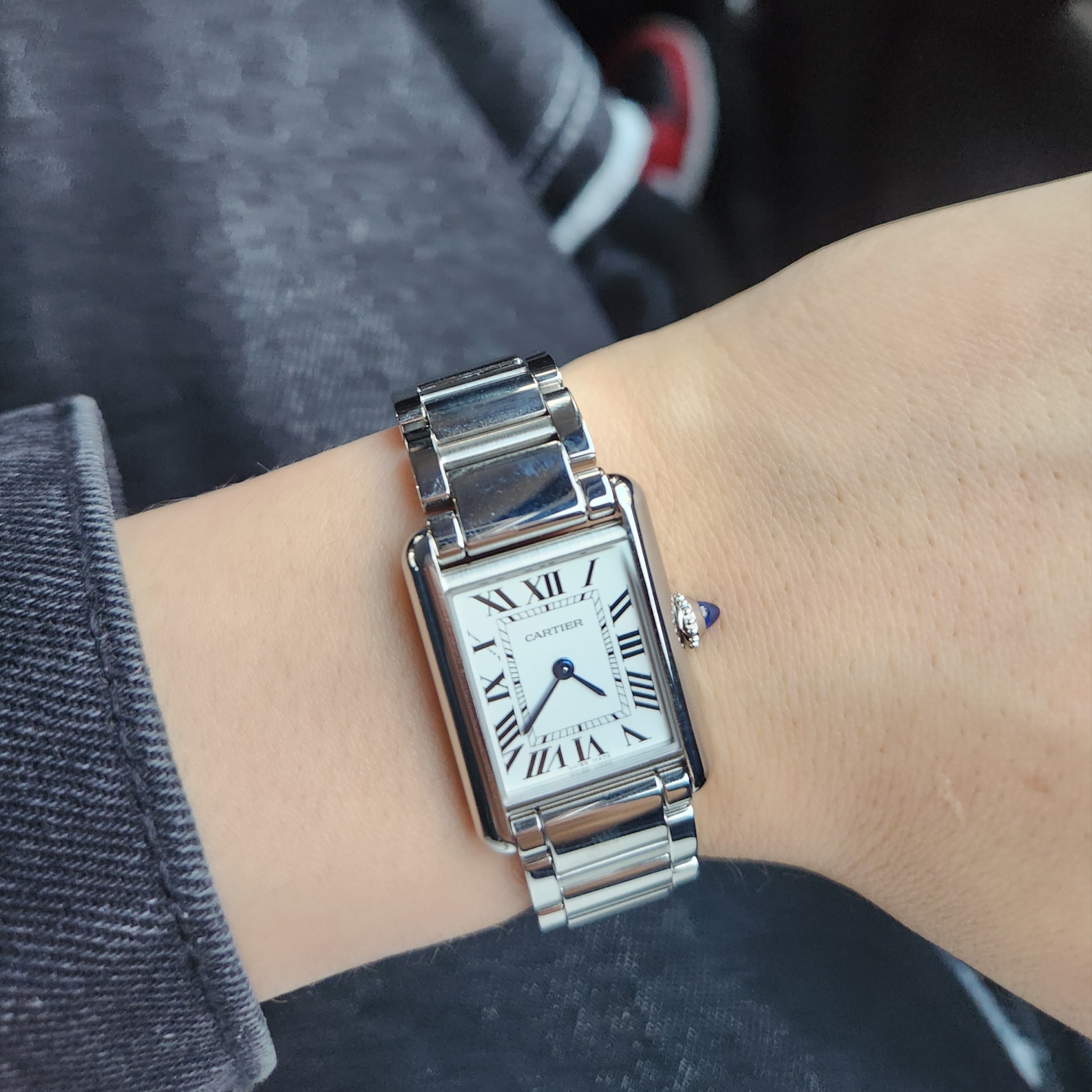 Cartier Tank Must Watch Small Quartz Steel Bracelet Steel 착용 스타일 - 2