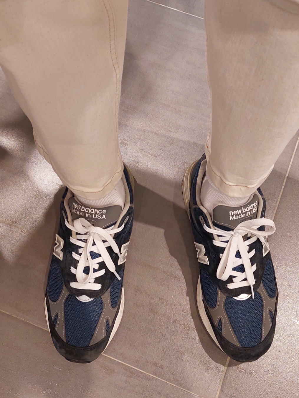 (W) New Balance 993 Made in USA Navy - B Standard 착용 스타일