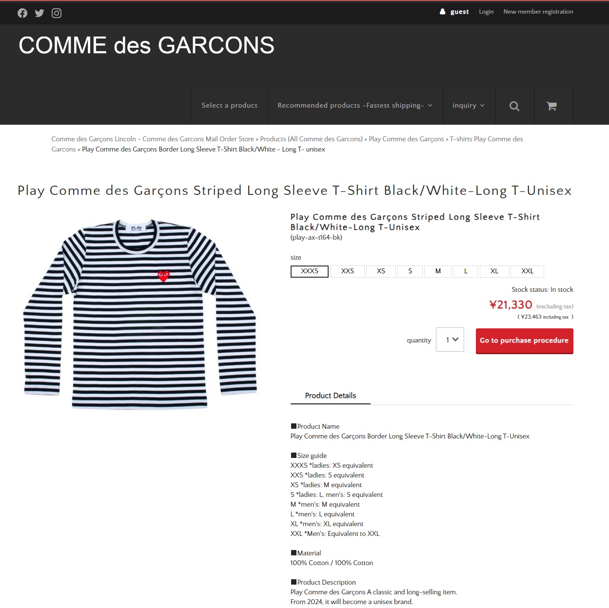 Play Comme des Garcons Striped LS T-Shirt Black White 착용 스타일