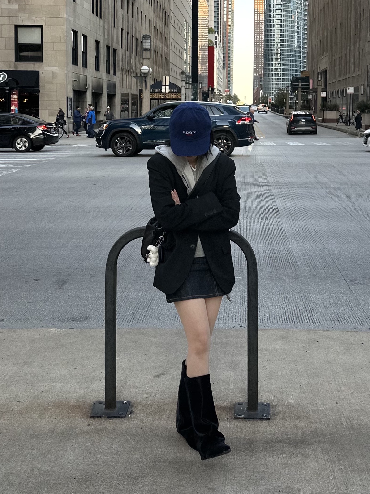 Supreme Washed Flannel 6-Panel Navy - 23FW 착용 스타일 - 1