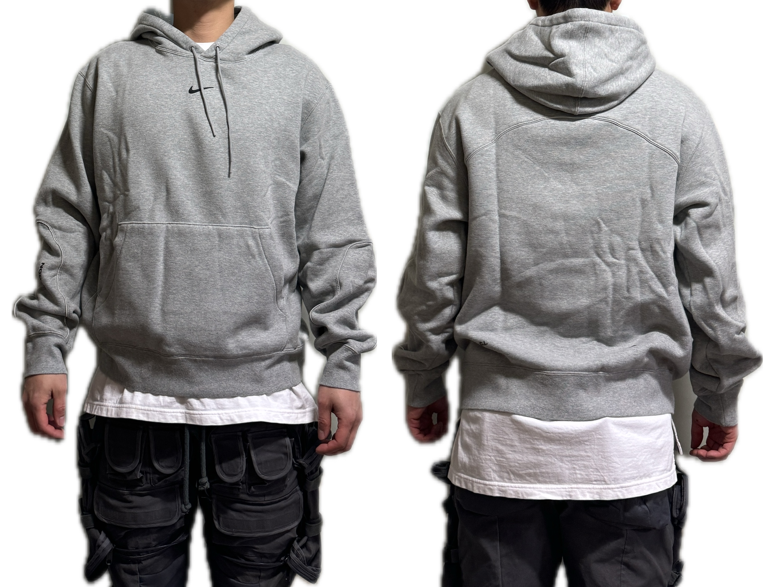 Nike x Drake Nocta Fleece Hoodie Dark Grey Heather (FN7659-063), Nike x Drake Nocta Fleece Hoodie Black (FN7659-010) 착용 스타일