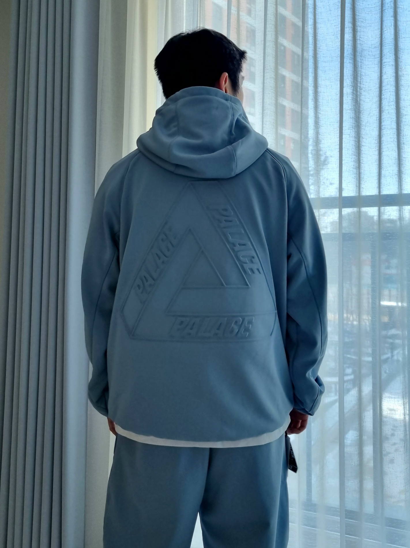 Palace P-Tec Fleece Jacket Blue - 24SS, Palace P-Tec Fleece Jogger Blue - 24SS 착용 스타일