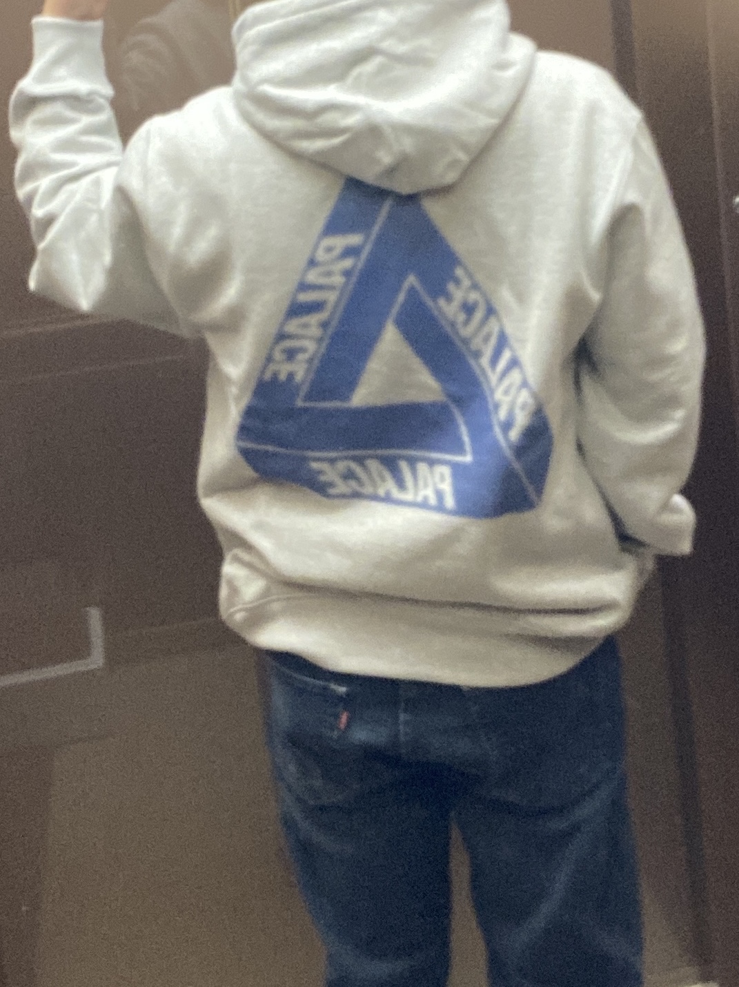 Palace Bit Grippy Tri-Ferg Hood Grey Marl - 24SS 착용 스타일