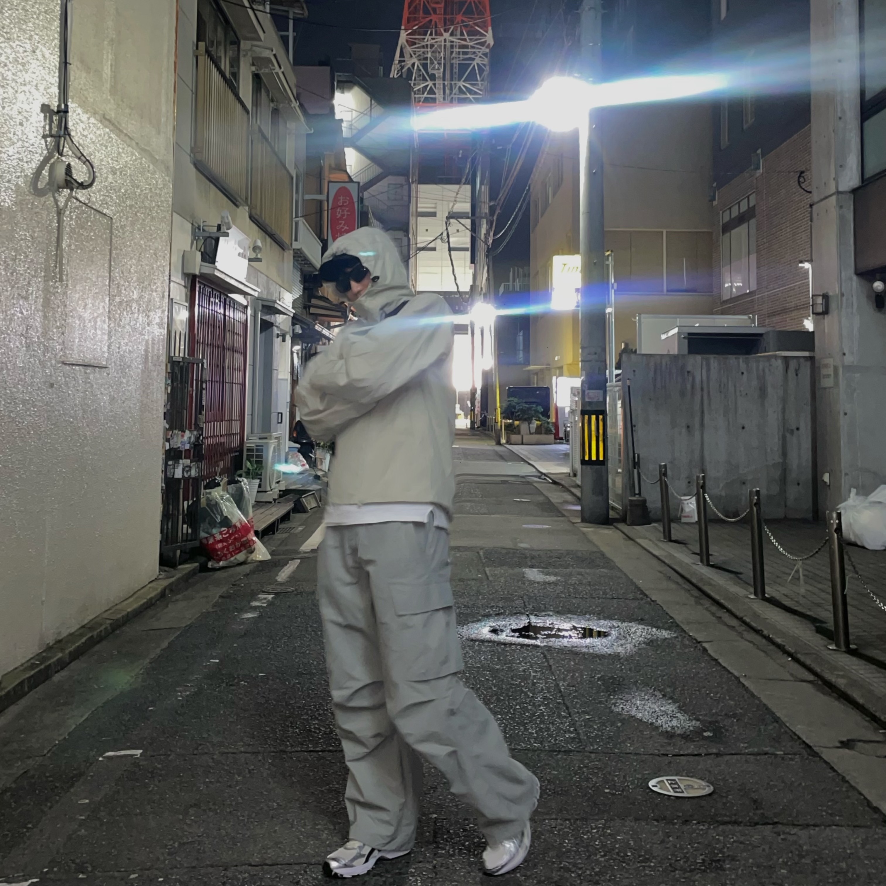 Ader Error Plue Windbreaker Beige, Asics Gel-Kayano 14 Cream Black 착용 스타일 - 1