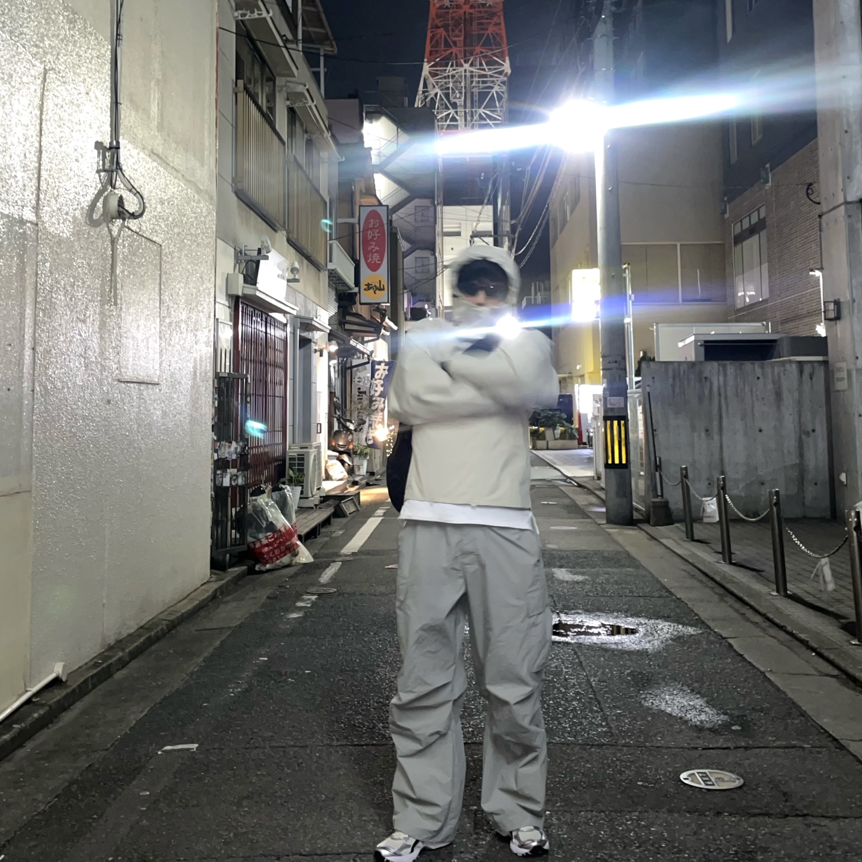 Ader Error Plue Windbreaker Beige, Asics Gel-Kayano 14 Cream Black 착용 스타일 - 2