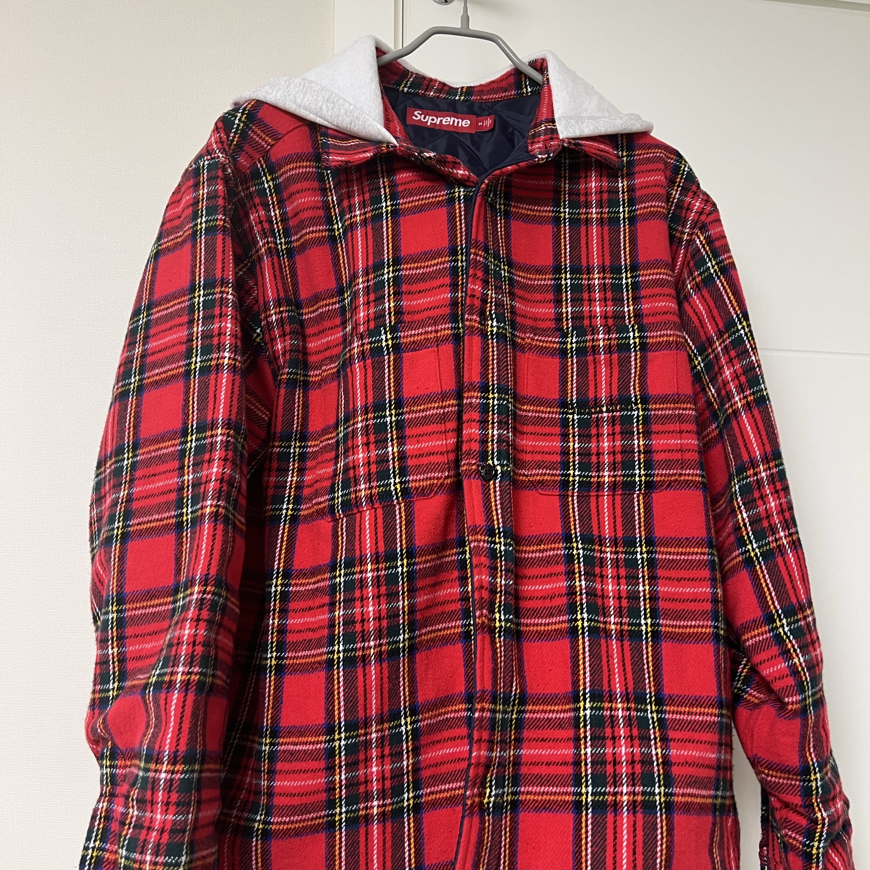 Supreme Tartan Flannel Hooded Shirt Red - 23FW 착용 스타일