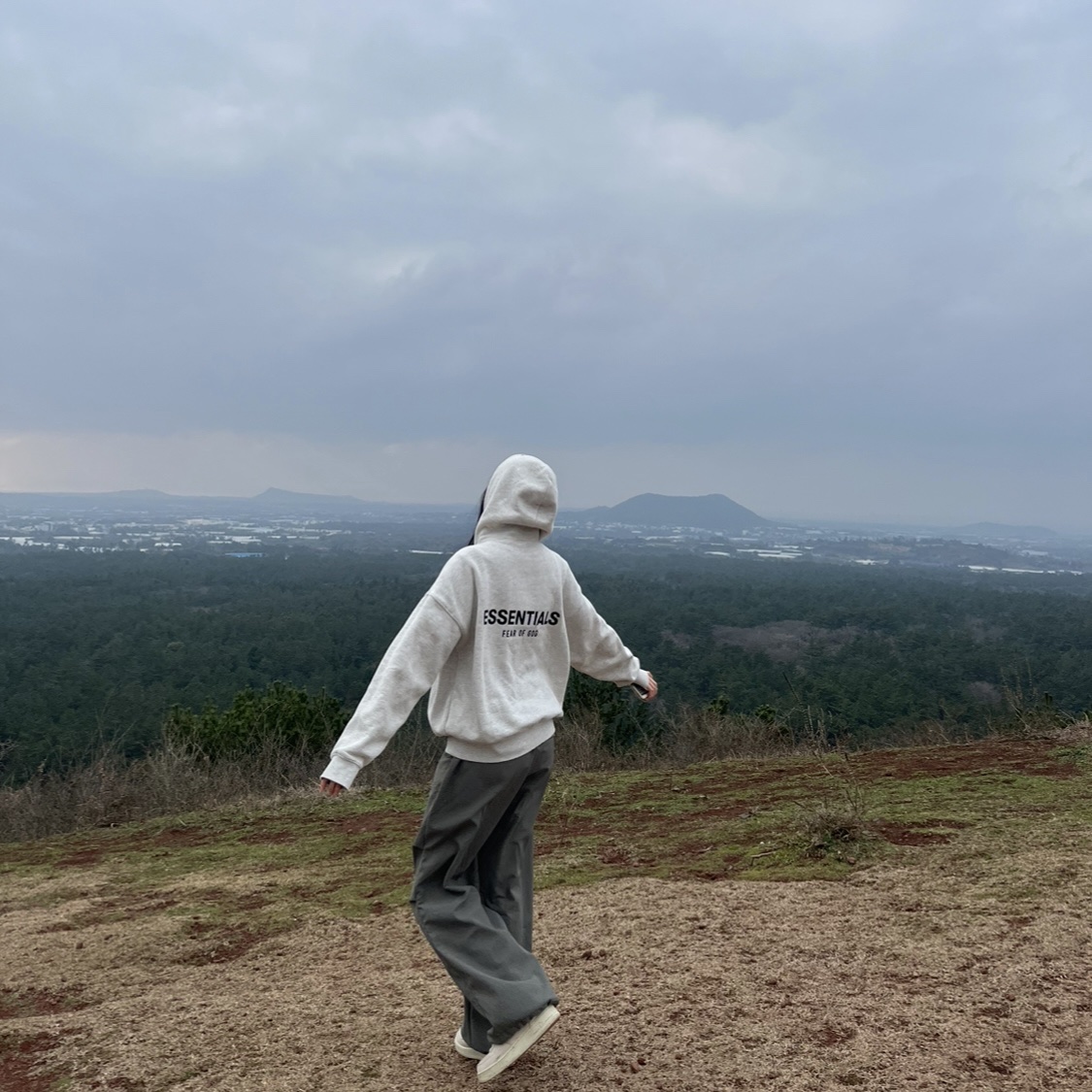 Essentials The Core Collection Hoodie Light Oatmeal, Nike x Stussy Air Force 1 '07 Mid SP Fossil 착용 스타일