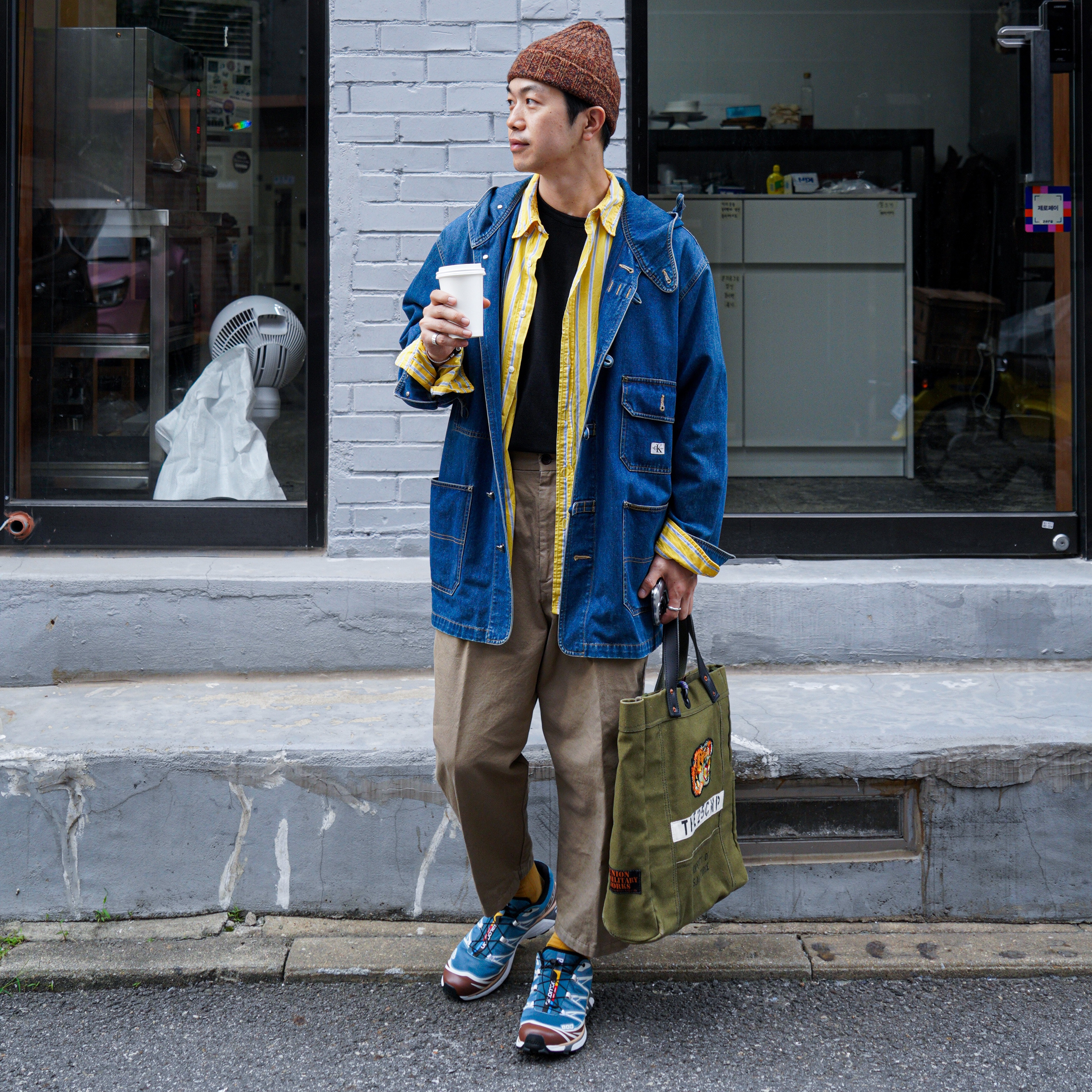 Salomon XT-6 Aegean Blue Tortoise Shell 착용 스타일