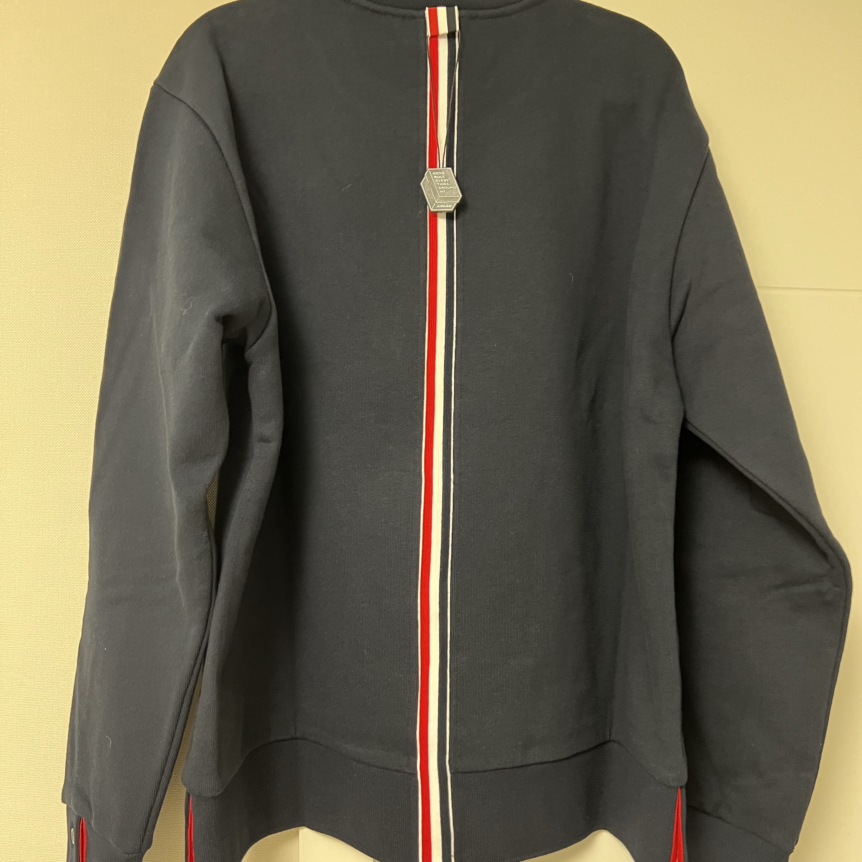 Thom Browne Loopback Center Back Stripe Crewneck Pullover Knit Navy 착용 스타일