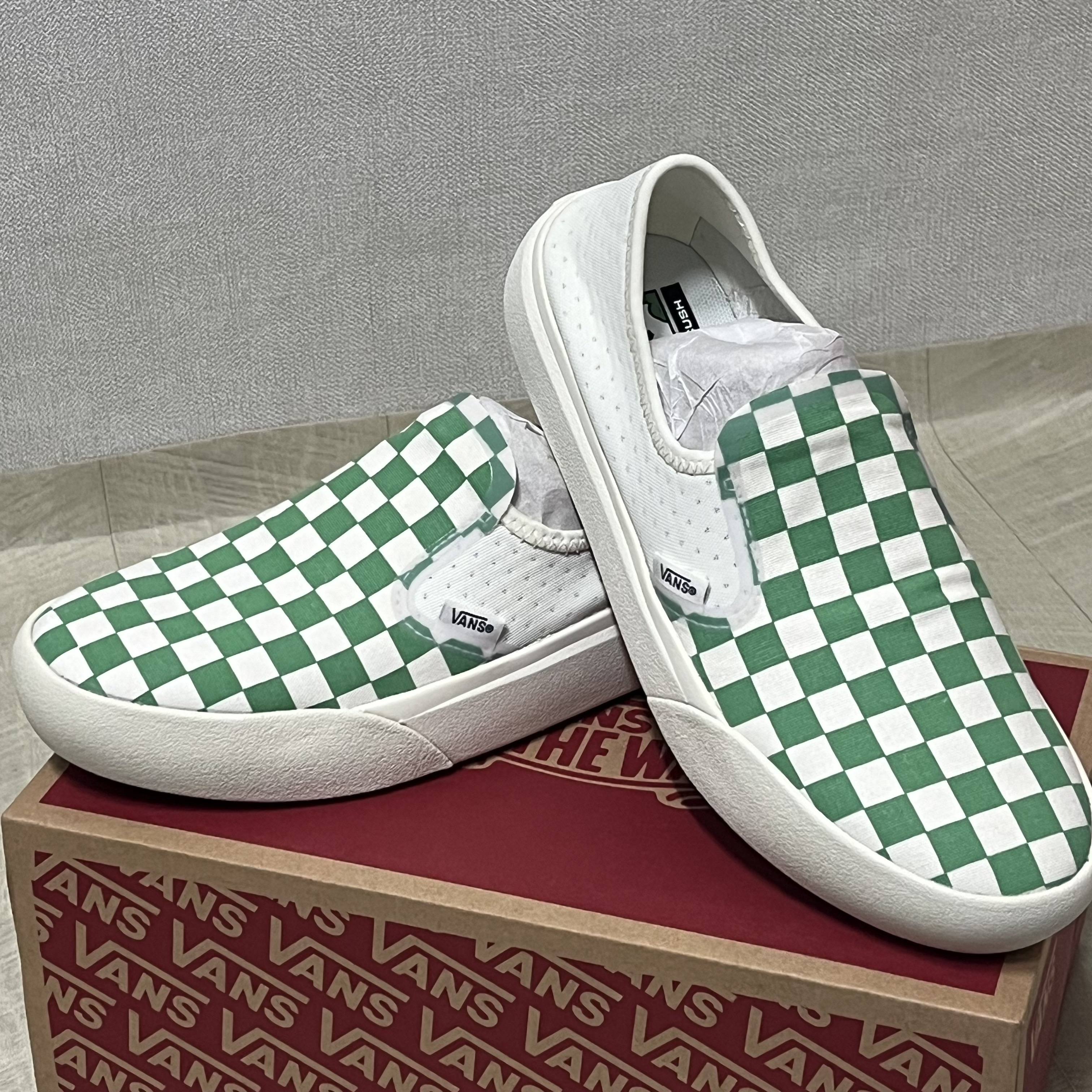 Vans ComfyCush One Checkerboard Green 착용 스타일