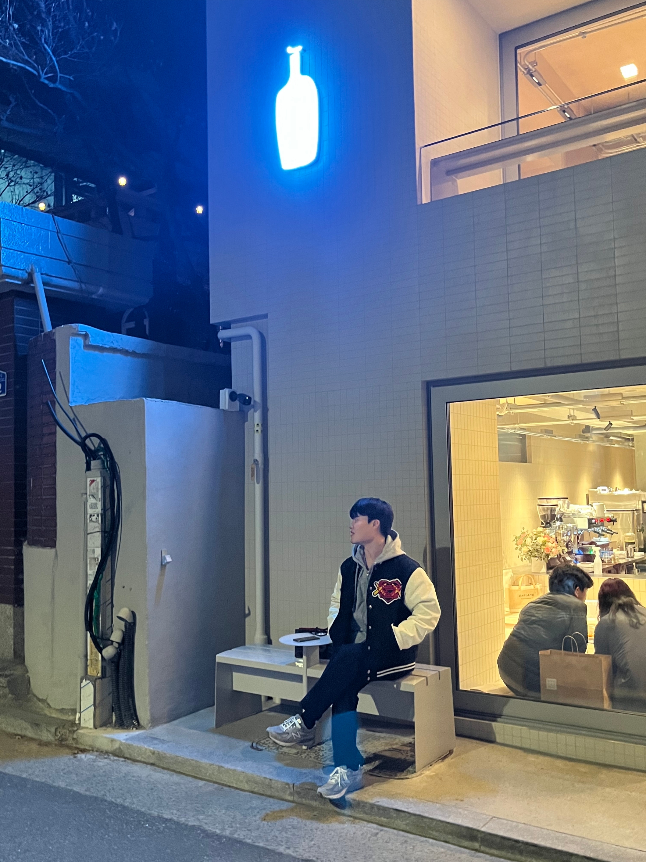 Human Made x Kaws Varsity Jacket #1 Black 착용 스타일 - 2