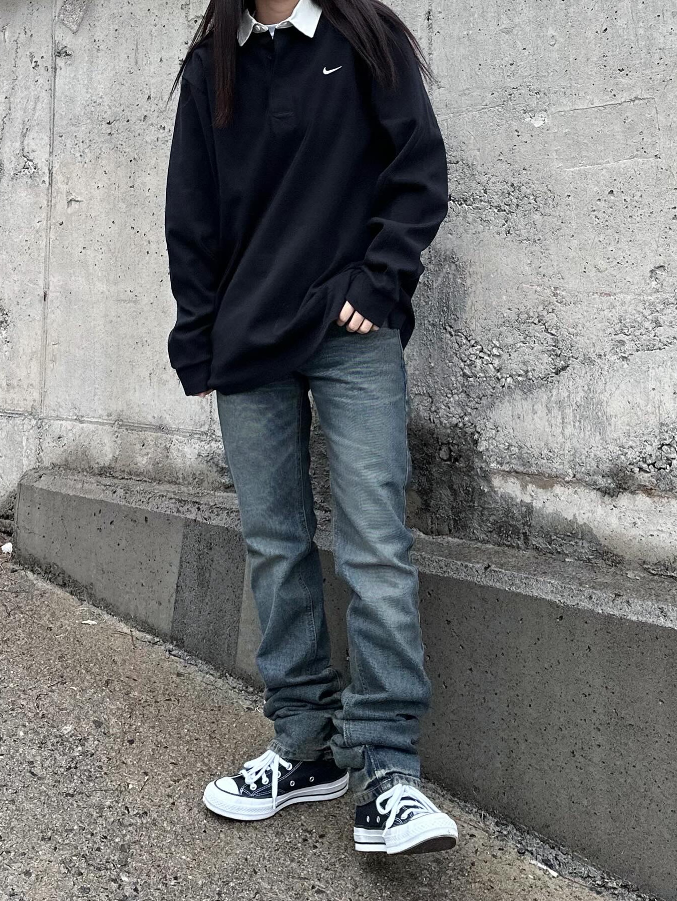 Nike Solo Swoosh Rugby Top Black - Asia, Converse x Stussy Chuck 70 High Black 착용 스타일 - 2