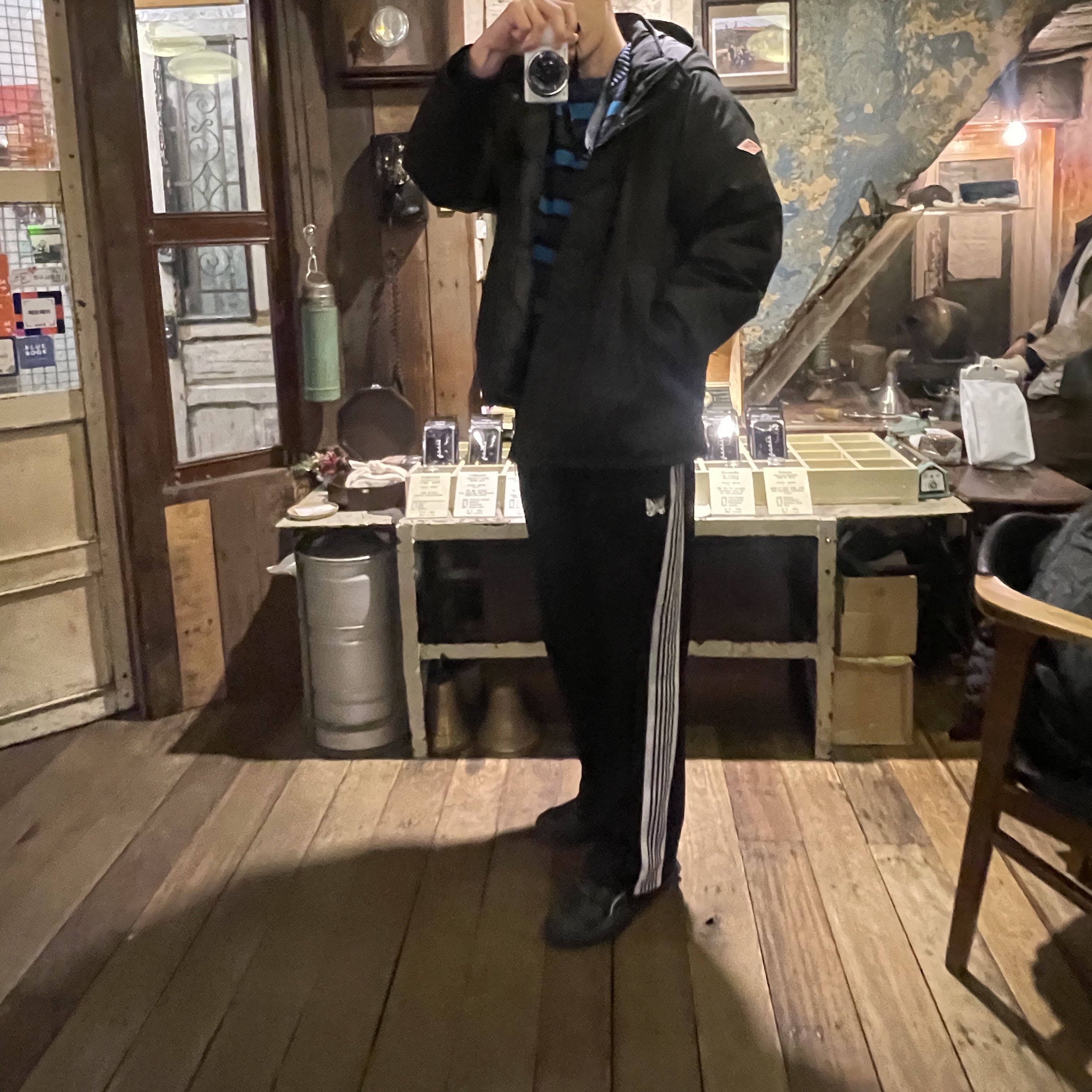 Needles x LHP Track Pants Poly Smooth Black, Ader Error Sig; TRS Tag Knit 03 Z-Blue 착용 스타일 - 1