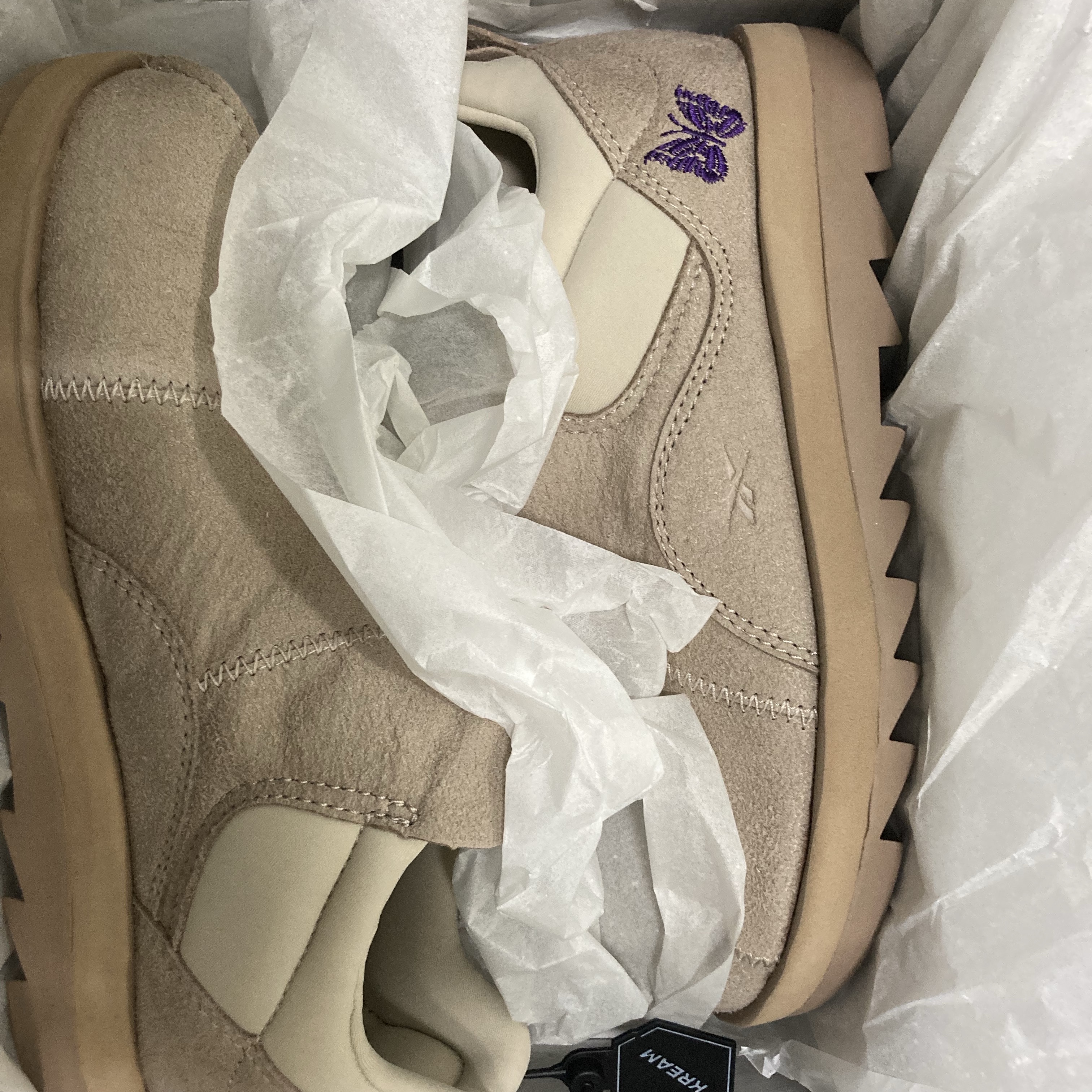 Reebok x Needles Beatnik Moc Modern Beige Extreme Purple 착용 스타일