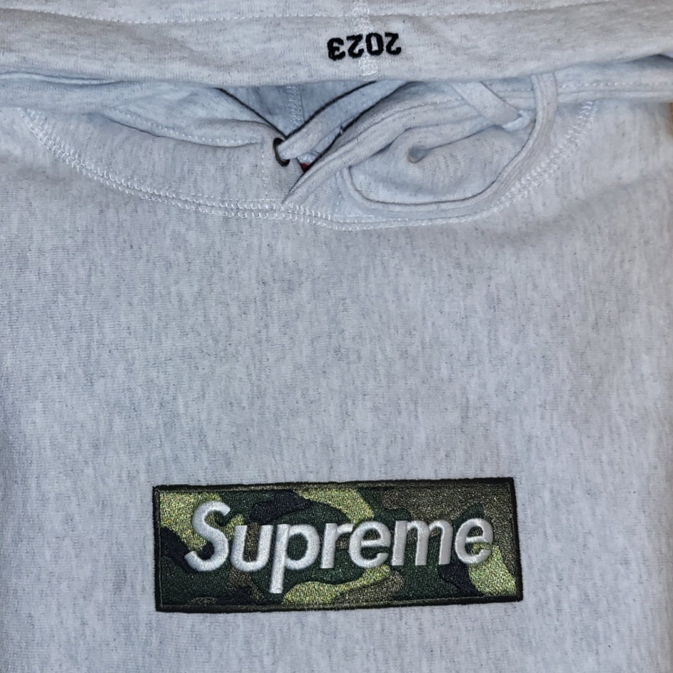 Supreme Box Logo Hooded Sweatshirt Ash Grey - 23FW 착용 스타일