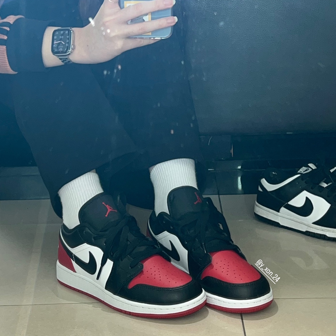 (GS) Jordan 1 Low White Varsity Red, Apple Watch Hermes Series 7 41mm Silver Stainless Steel Case with Single Tour Gold (Korean Ver.) 착용 스타일