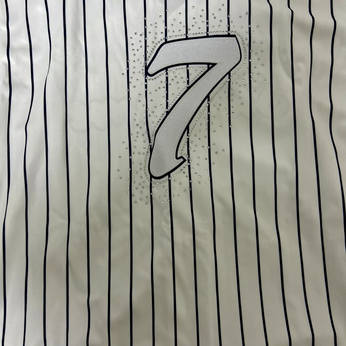 Supreme Rhinestone Baseball Jersey Pinstripe - 20SS 착용 스타일 - 2