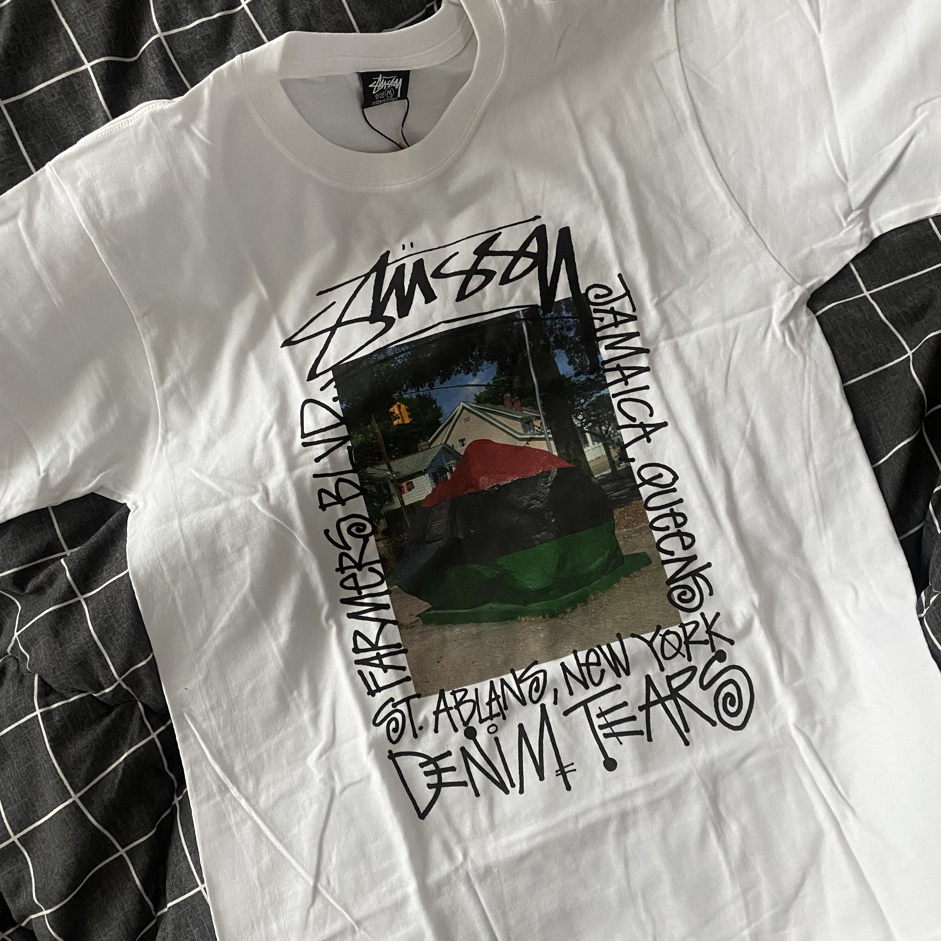Stussy x Denim Tears Farmers Blvd. T-Shirt White 착용 스타일