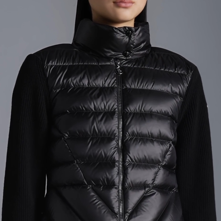 (W) Moncler Padded Wool Cardigan Black - 24SS 착용 스타일