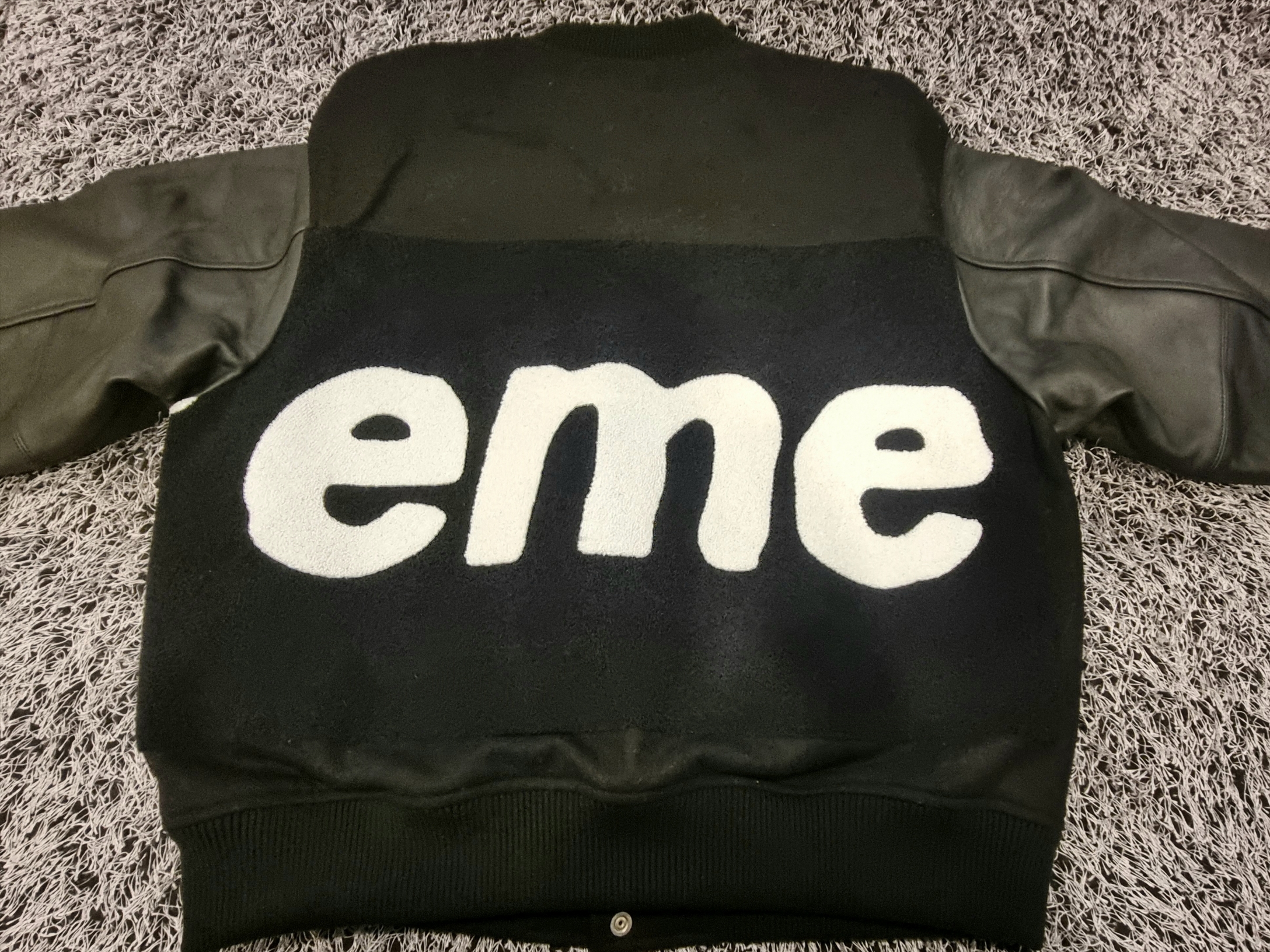 Supreme Big Logo Chenille Varsity Jacket Black - 24SS 착용 스타일 - 3