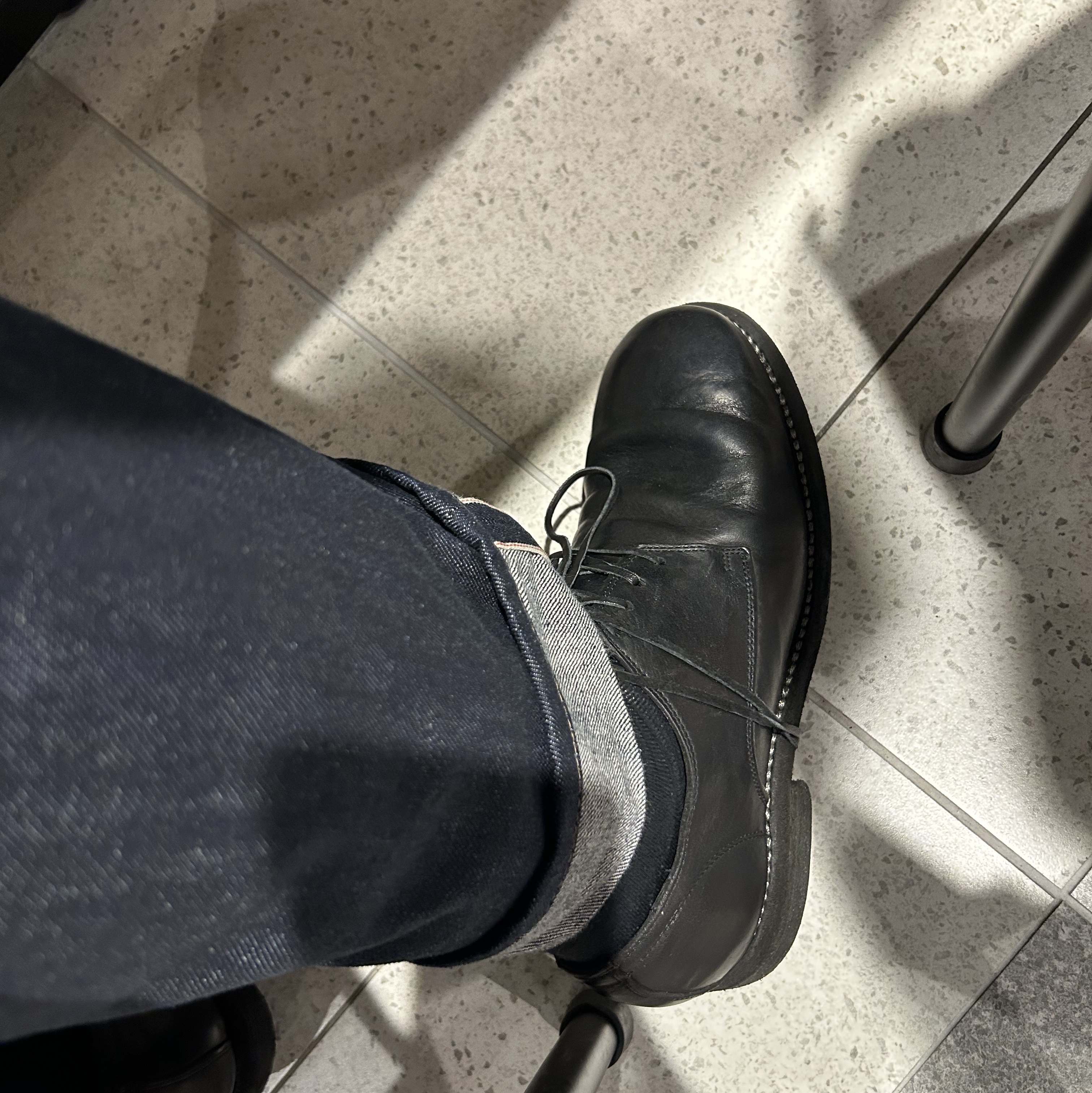 Guidi 992X Horse Full Grain Leather Derby Black 착용 스타일