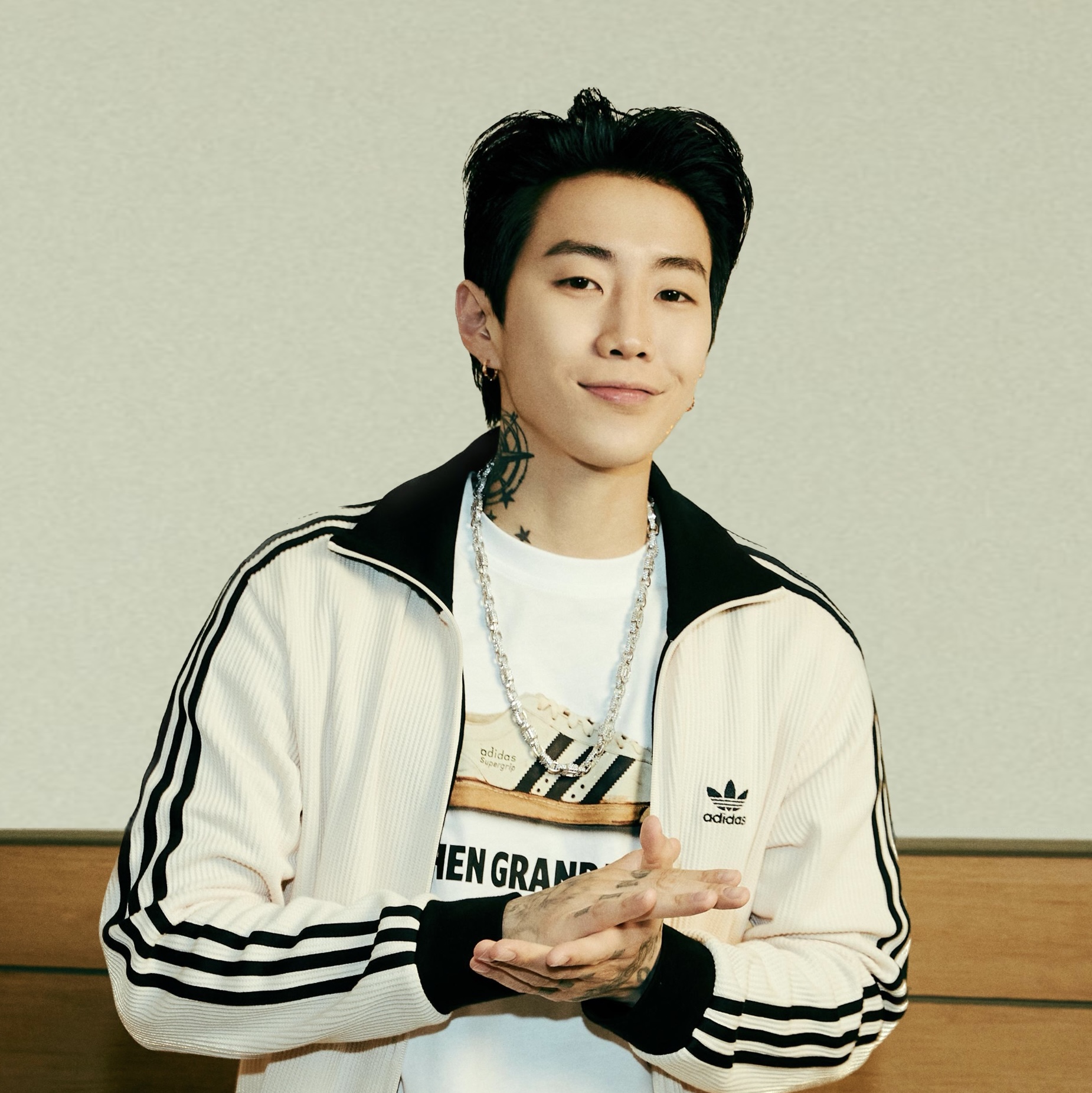 Adidas Adicolor Classic Waffle Beckenbauer Track Jacket Wonder White - KR Sizing 착용 스타일
