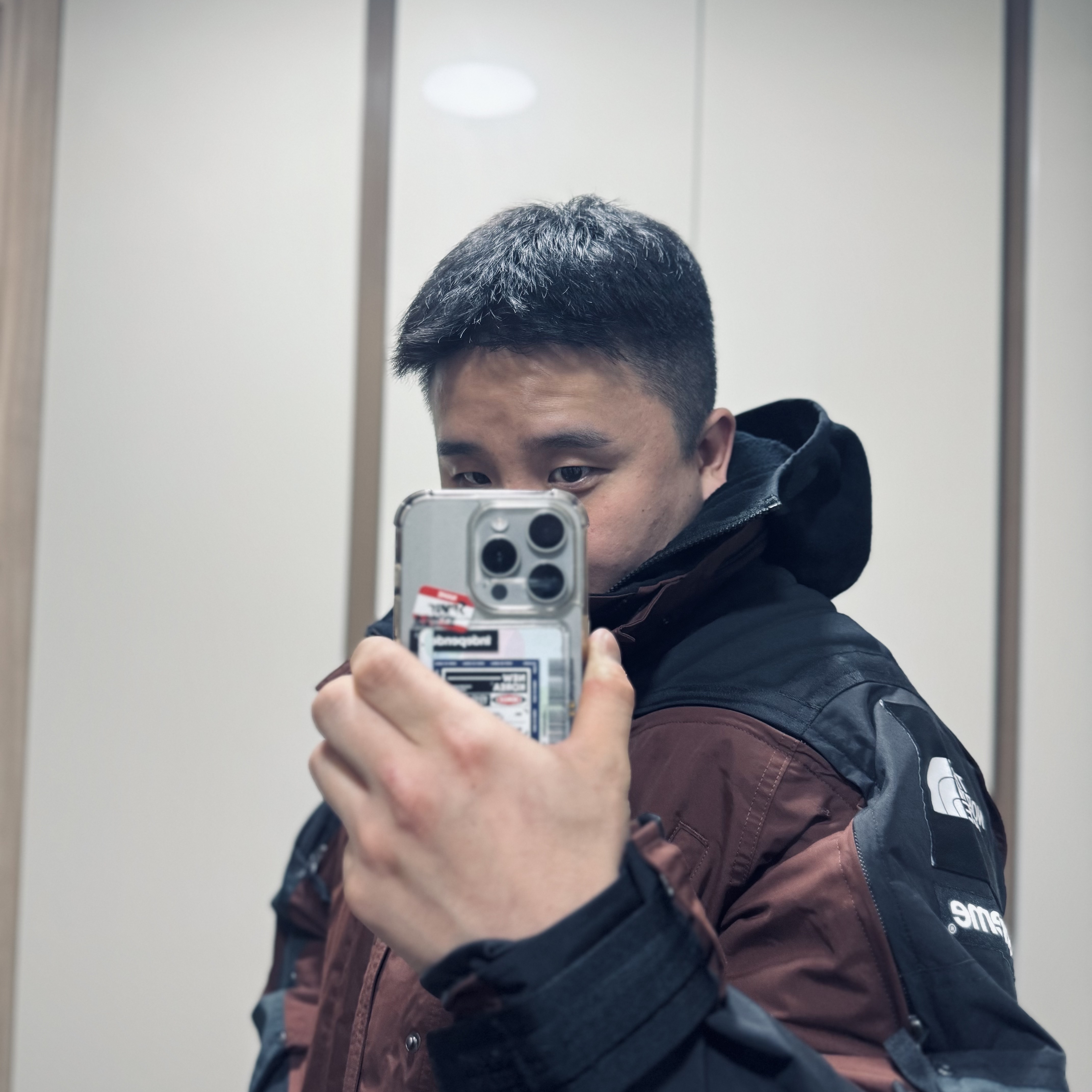 Supreme x The North Face Steep Tech Apogee Jacket Brown - 22FW, Supreme Polartec Facemask Half Zip Hooded Sweatshirt Black - 23FW 착용 스타일