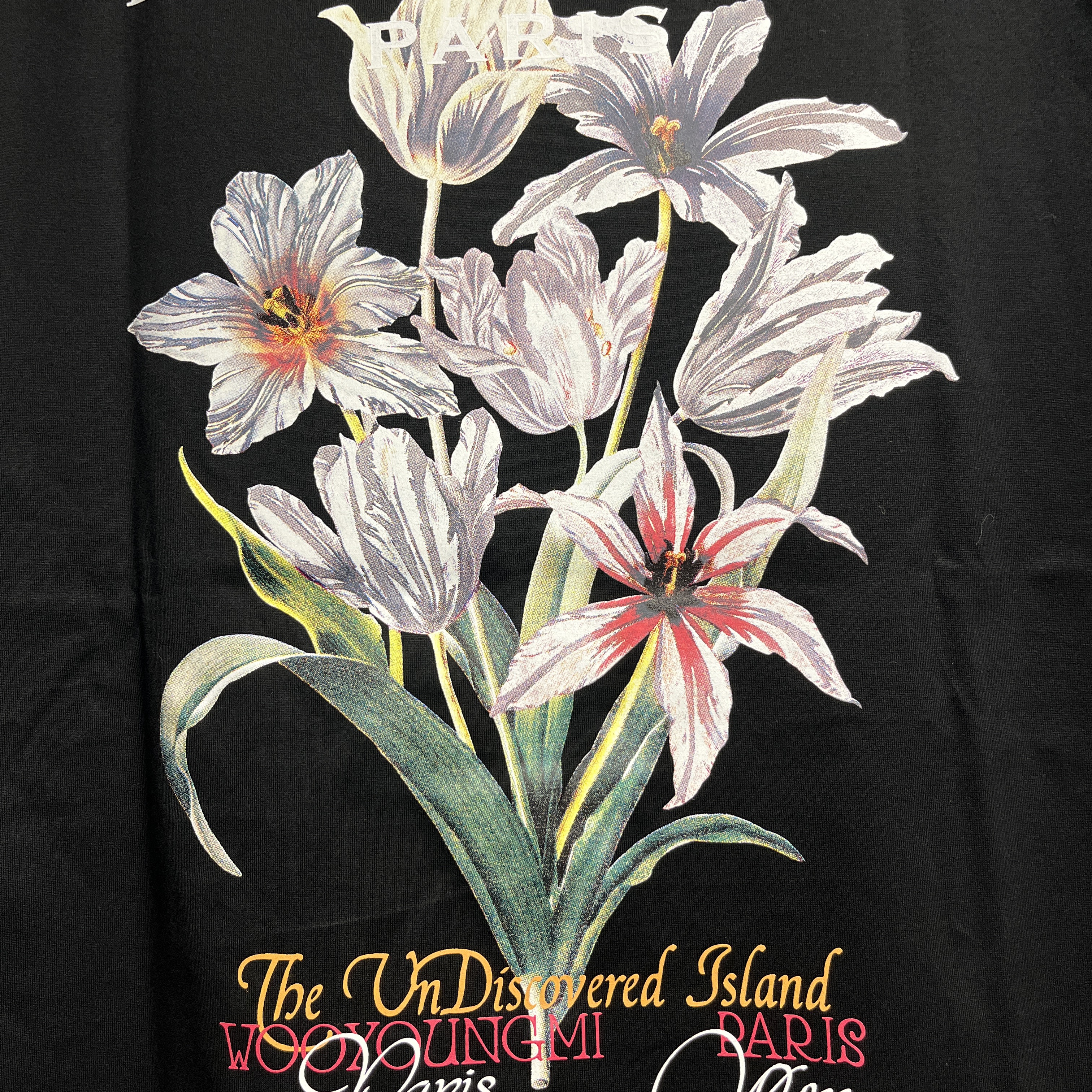 Wooyoungmi Flower Back Logo T-Shirt Black - 24SS 착용 스타일 - 2