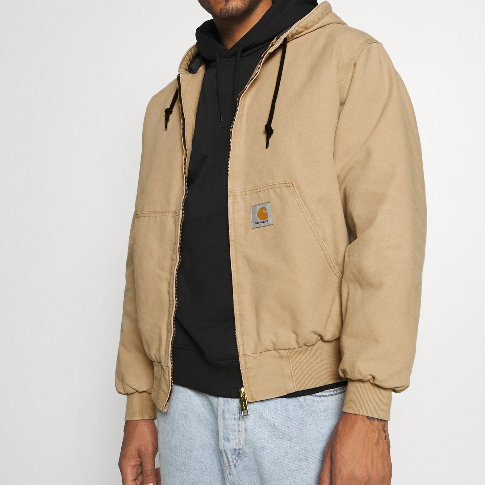 Carhartt WIP Dearborn Canvas OG Active Jacket Dusty Hamilton Brown Aged Canvas - Winter 착용 스타일 - 5