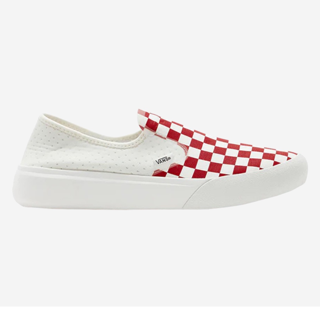 Vans ComfyCush One Checkerboard Racing Red Marshmallow 착용 스타일
