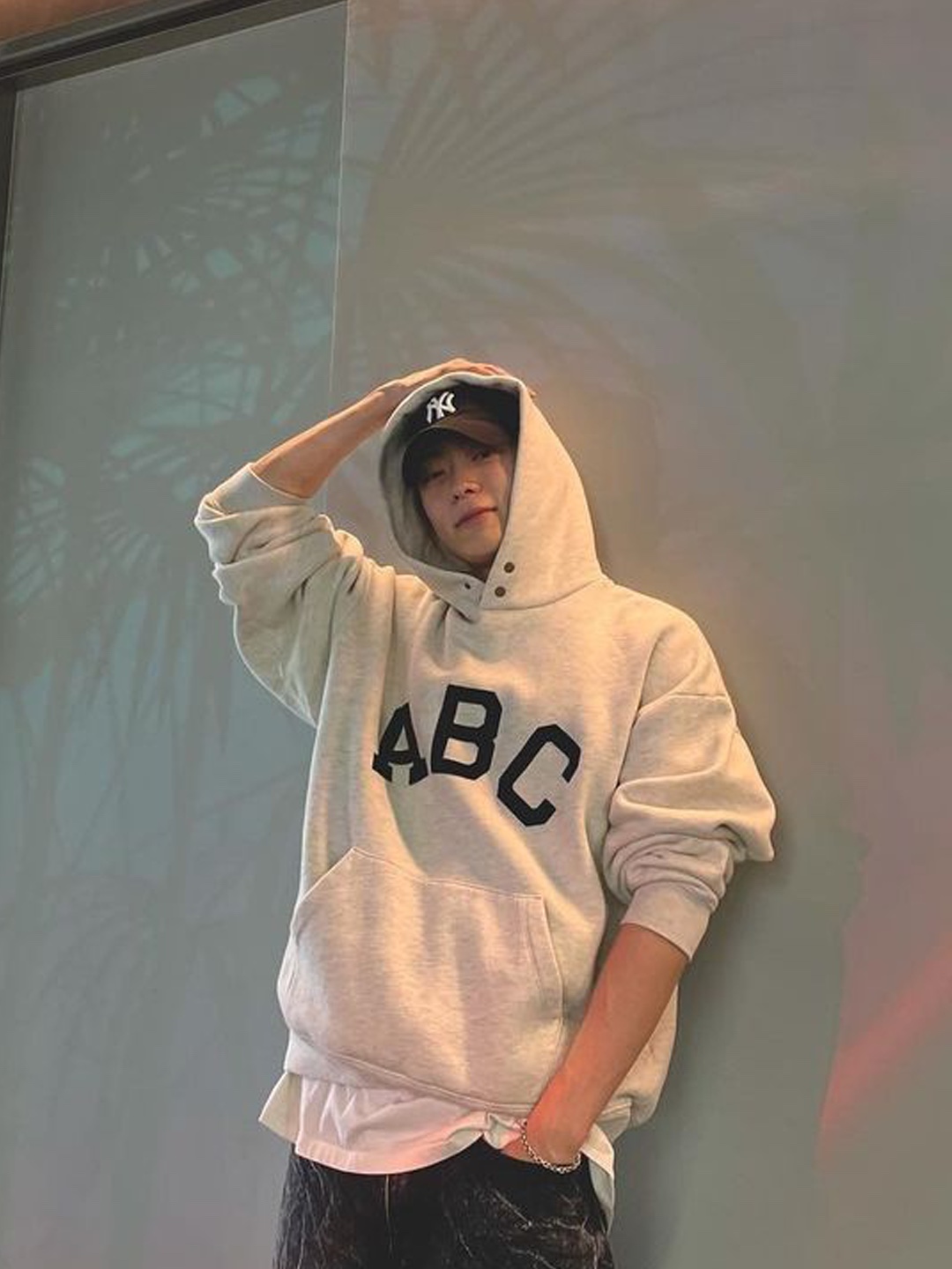 Supreme Collegiate Hooded Sweatshirt Heather Grey - 24SS, Safarispot Naturalis Hoodie Zip up Gray 착용 스타일 - 5