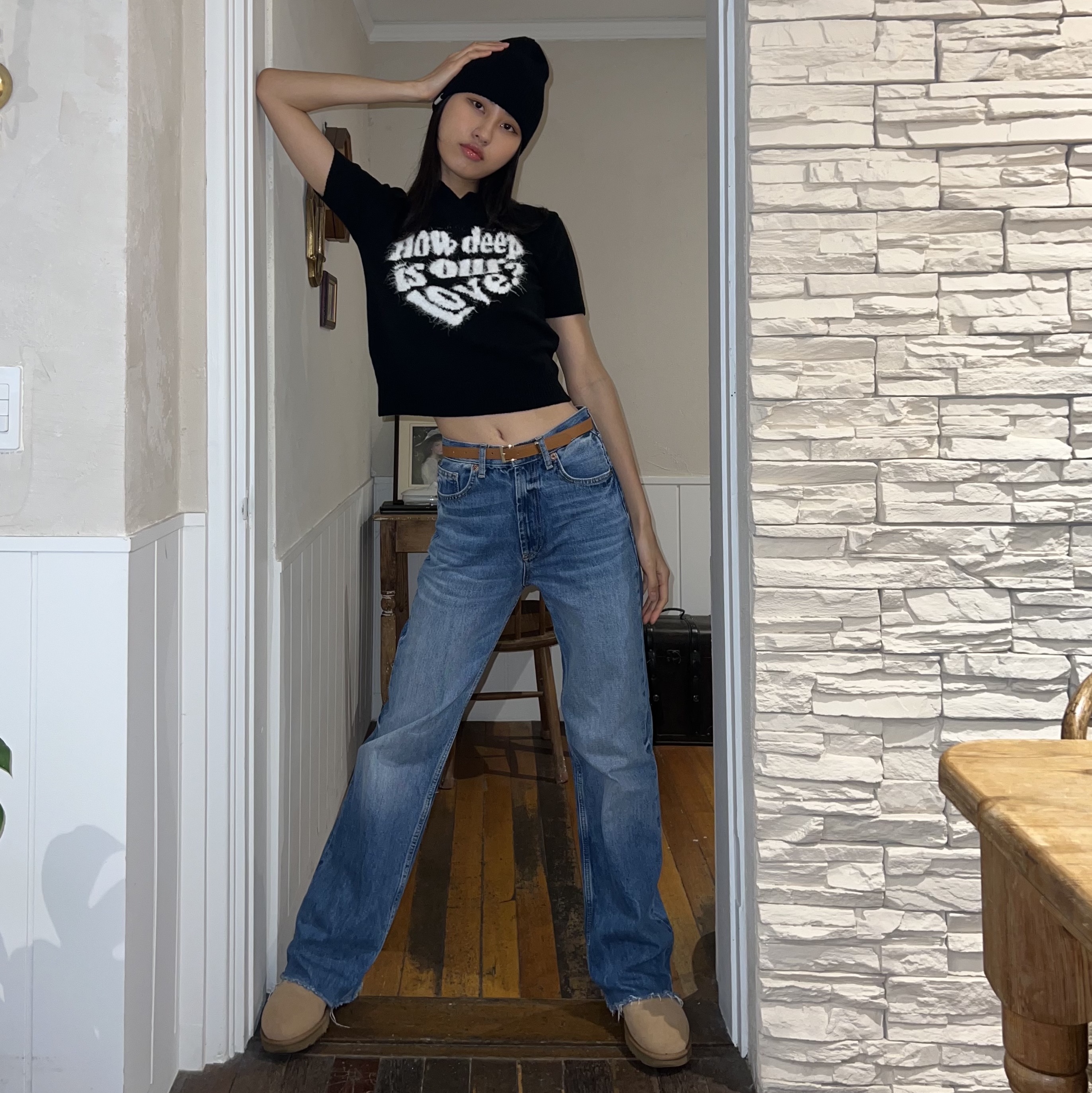 (W) UGG Classic Mini II Boots Chestnut 착용 스타일 - 1