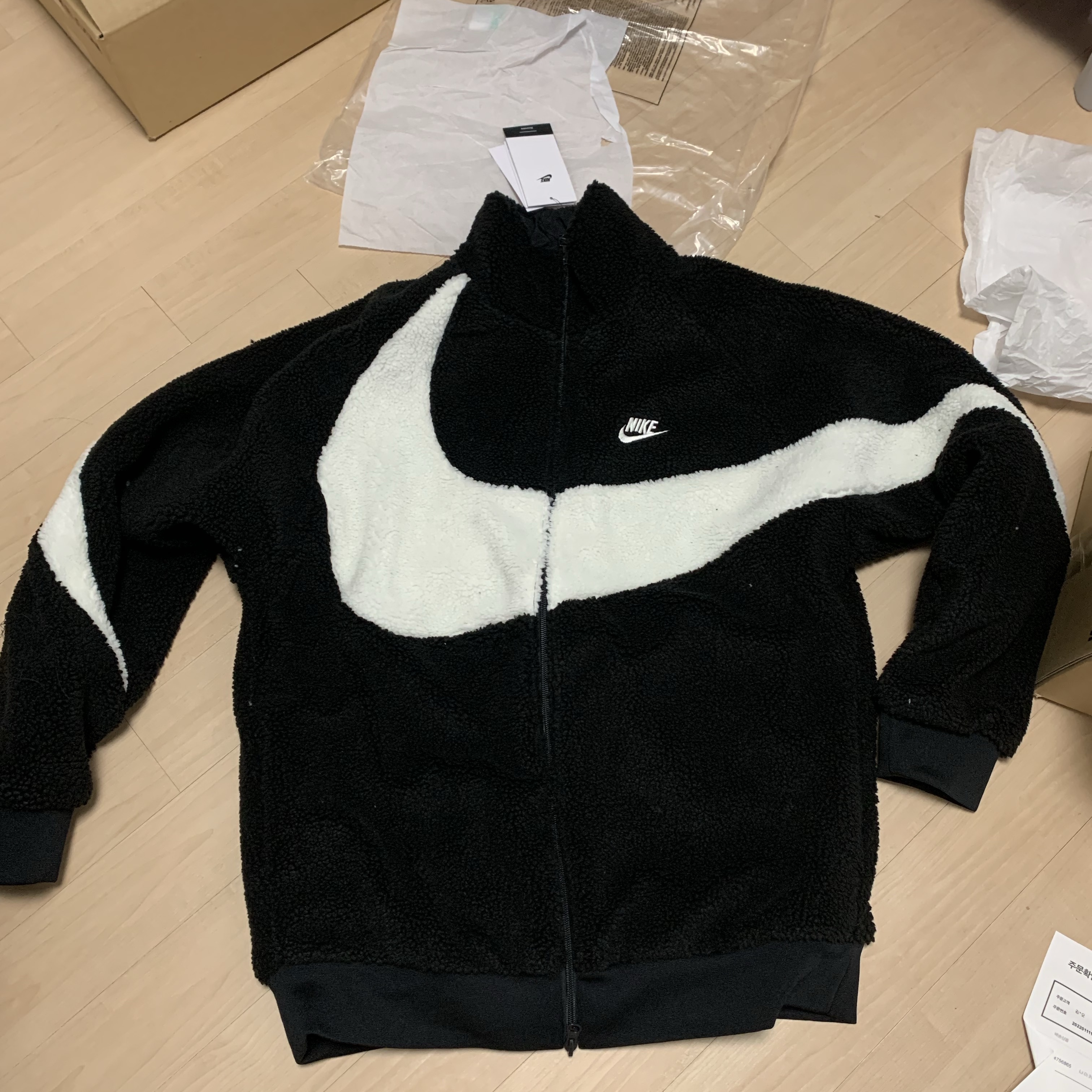 Nike NSW Big Swoosh Woven Jacket Black - Asia 착용 스타일