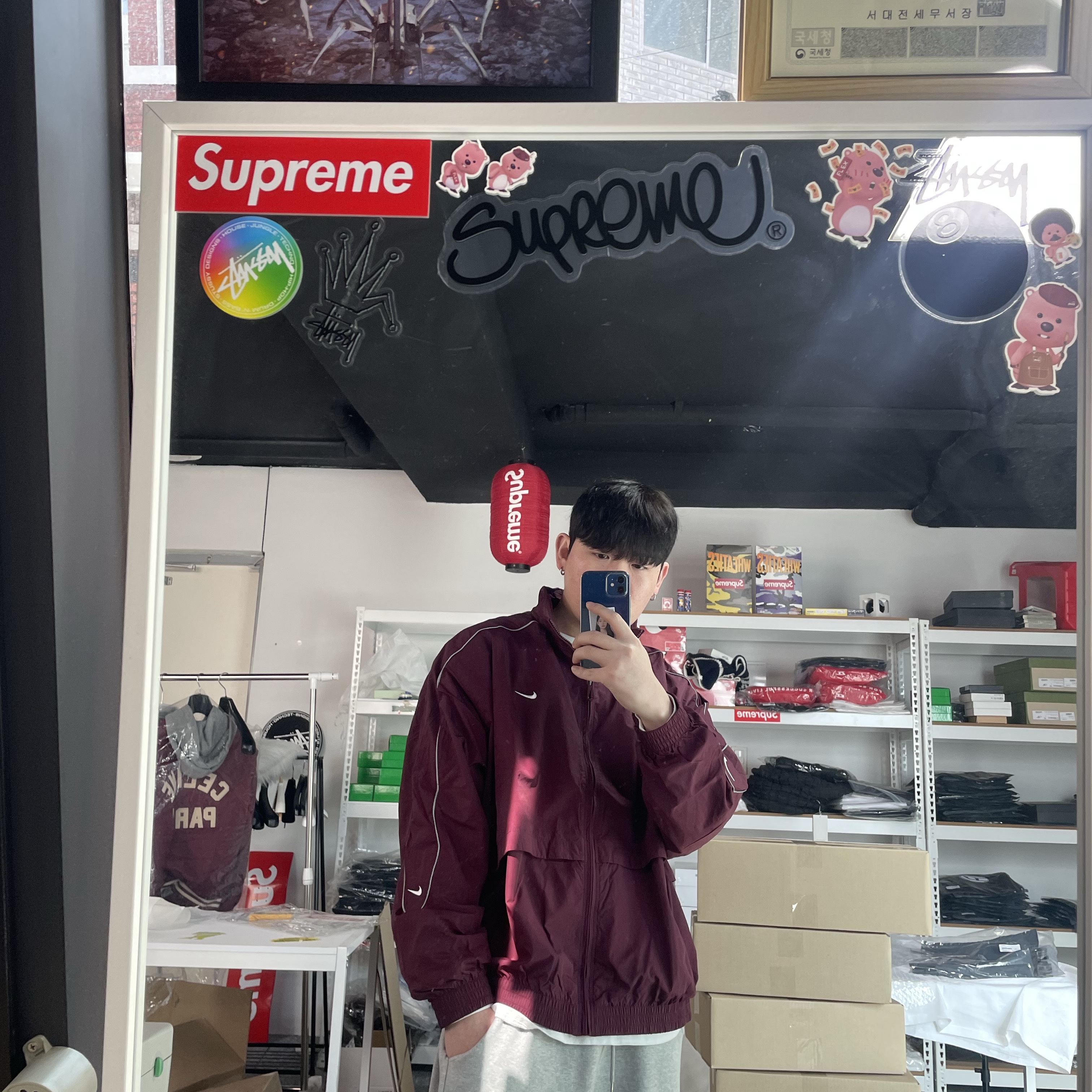 Nike NSW Solo Swoosh Woven Track Jacket Night Maroon - Asia 착용 스타일