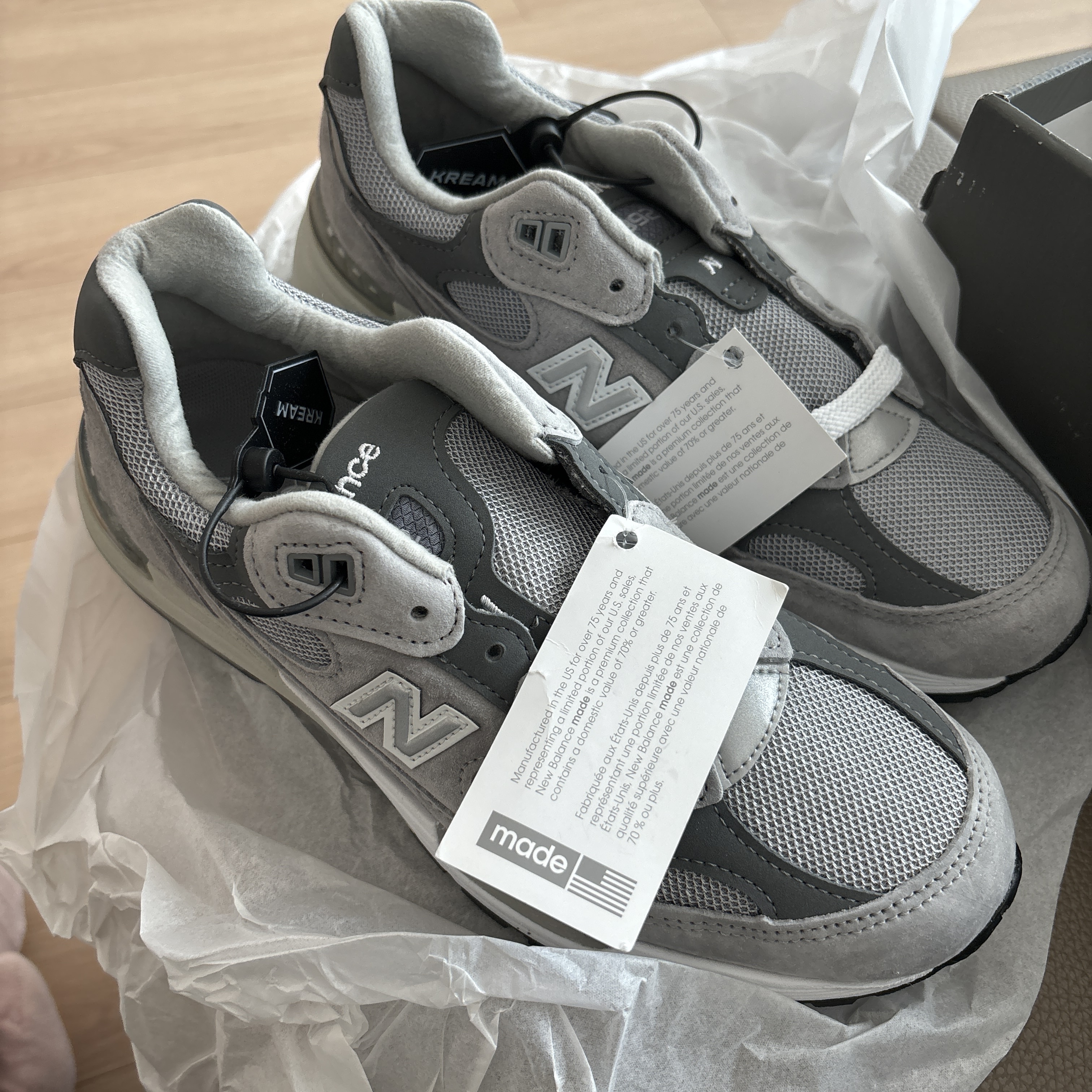 New Balance 992 Made in USA Grey - D Standard 착용 스타일 - 1